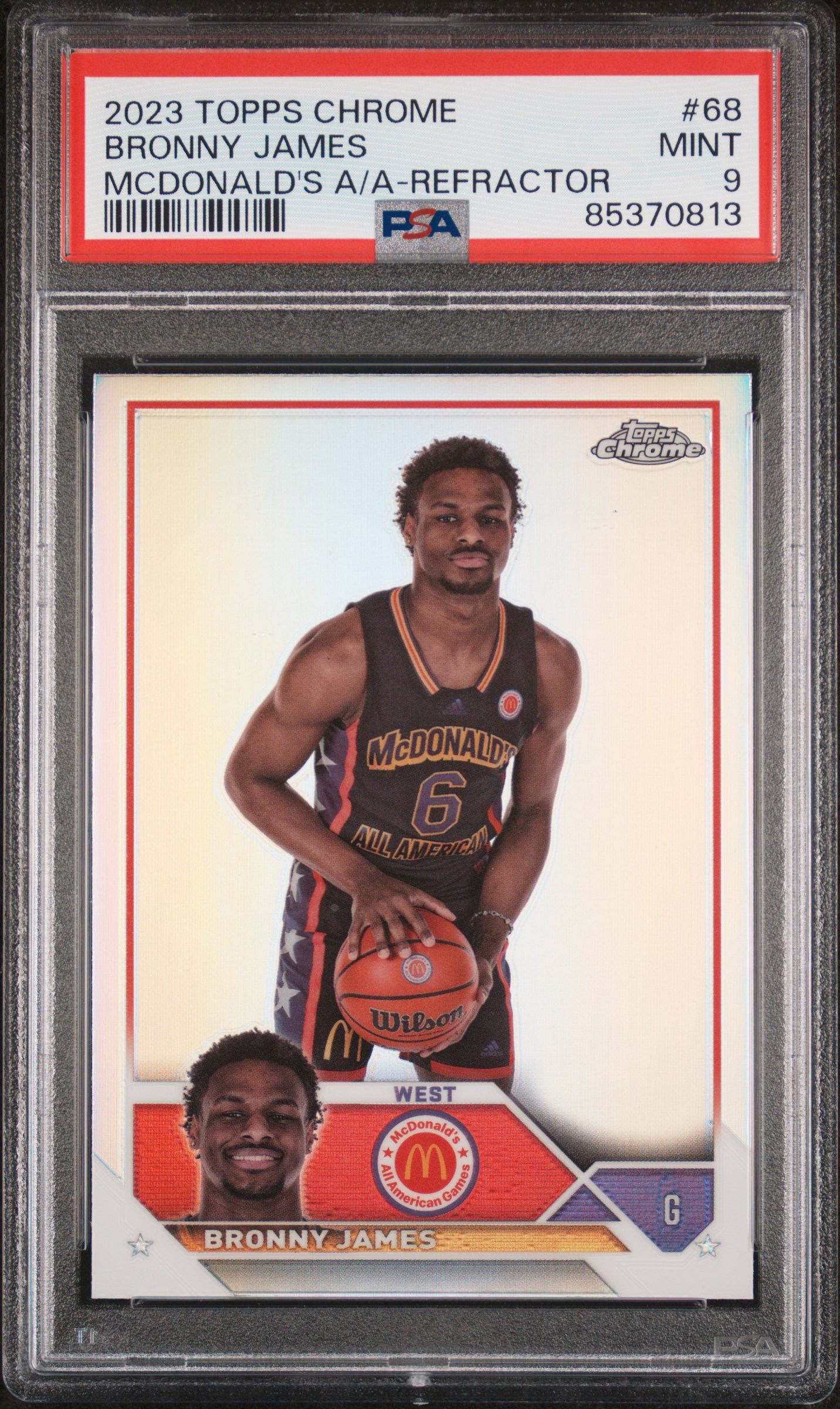 2023 TOPPS CHROME MCDONALD'S ALL-AMERICAN #68 BRONNY JAMES MCDONALD'S A/A-REFRACTOR
