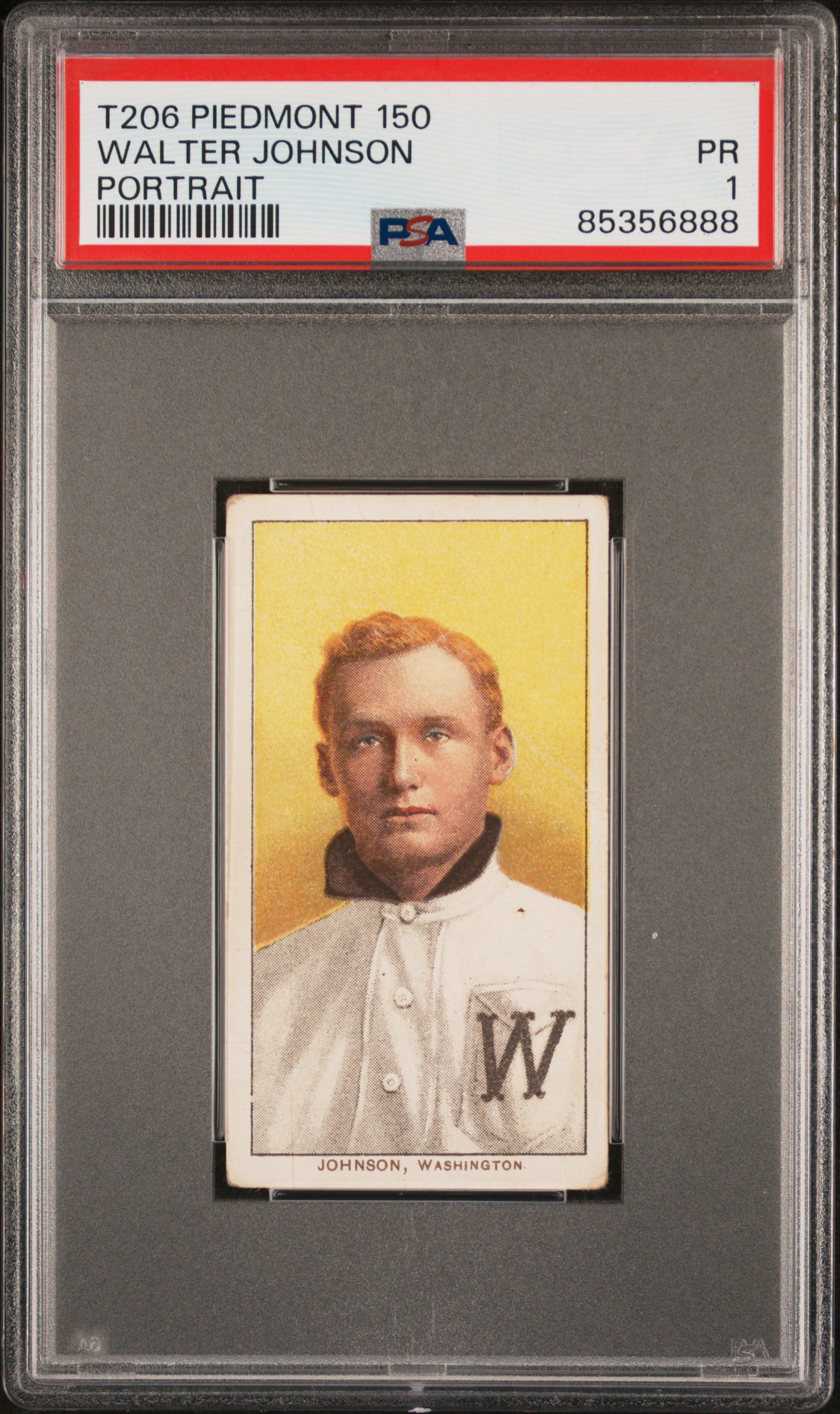 1909-11 T206 PIEDMONT 150 WALTER JOHNSON PORTRAIT