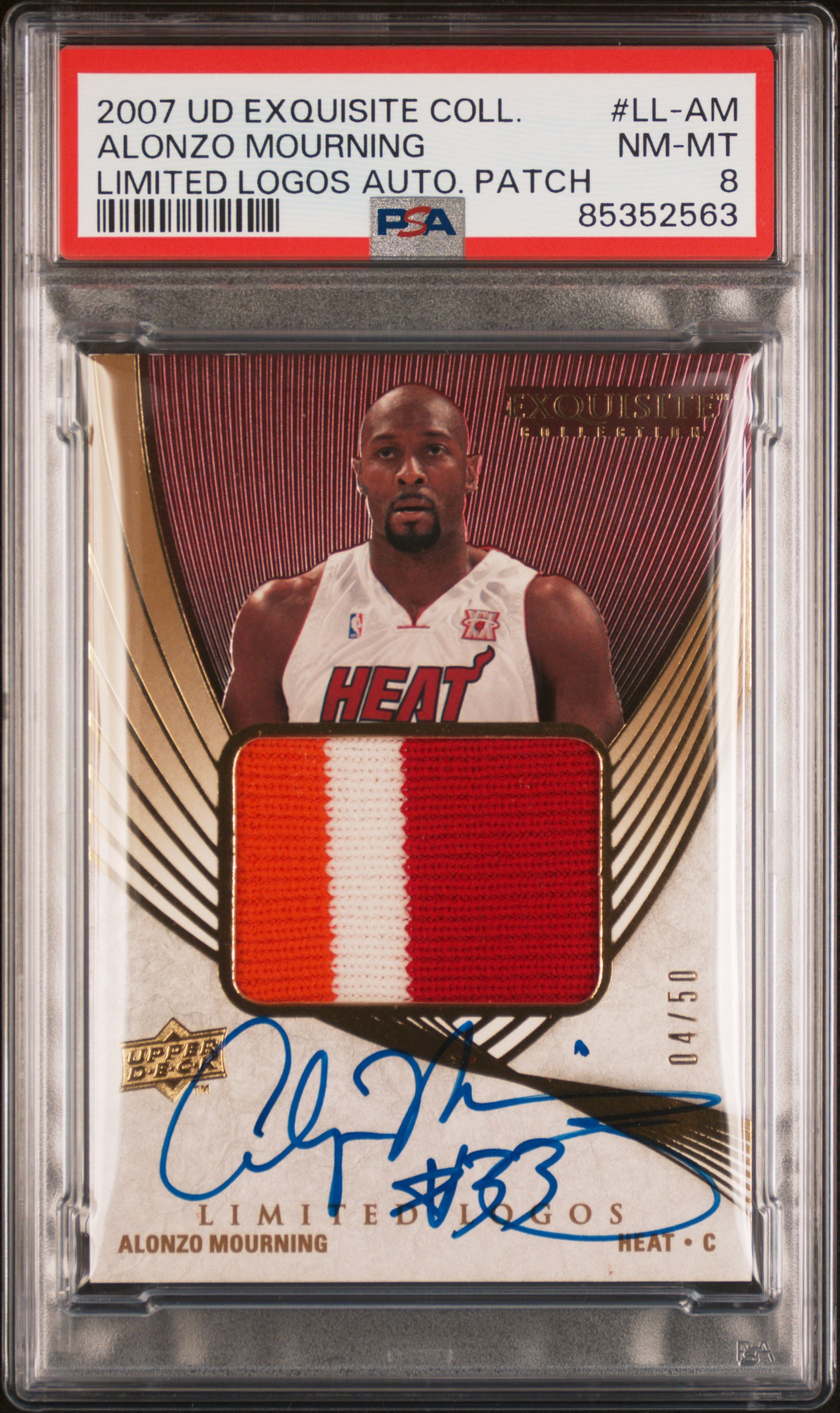 2007 UD EXQUISITE COLLECTION LIMITED LOGOS AUTOGRAPH PATCH #LL-AM ALONZO MOURNING LIMITED LOGOS AUTO. PATCH
