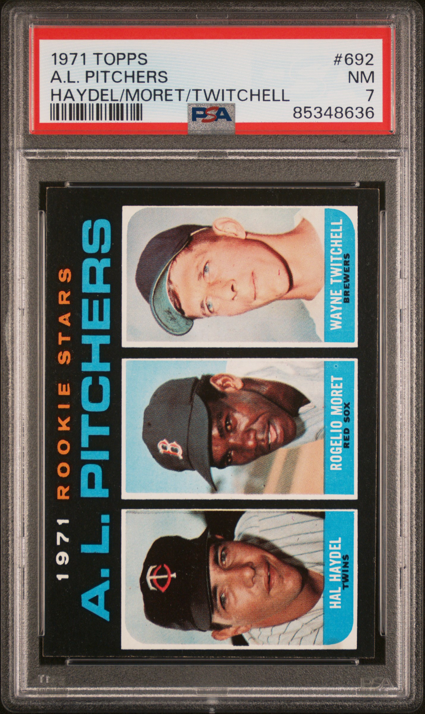 1971 TOPPS #692 A.L. PITCHERS HAYDEL/MORET/TWITCHELL
