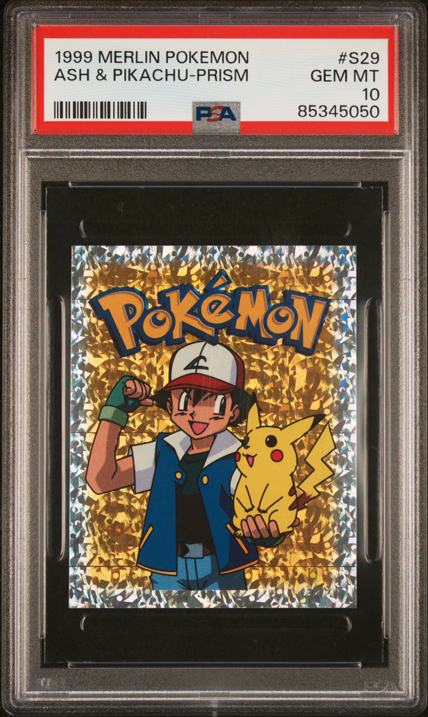 1999 MERLIN POKEMON #S29 ASH & PIKACHU-PRISM