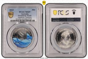 2023 50C Humpback Whale Colorized Antarctic Territory MS69