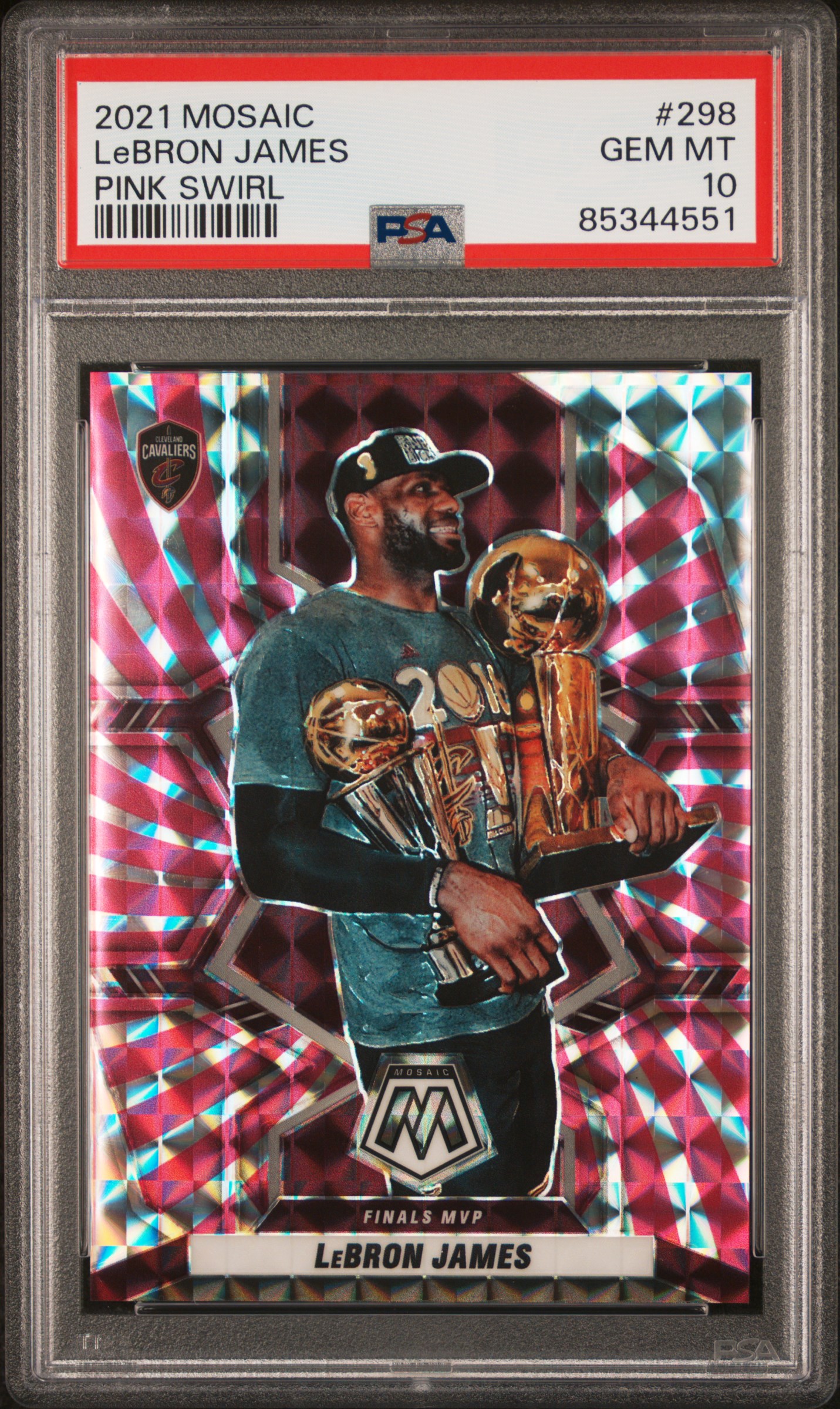 2021 PANINI MOSAIC #298 LeBRON JAMES PINK SWIRL