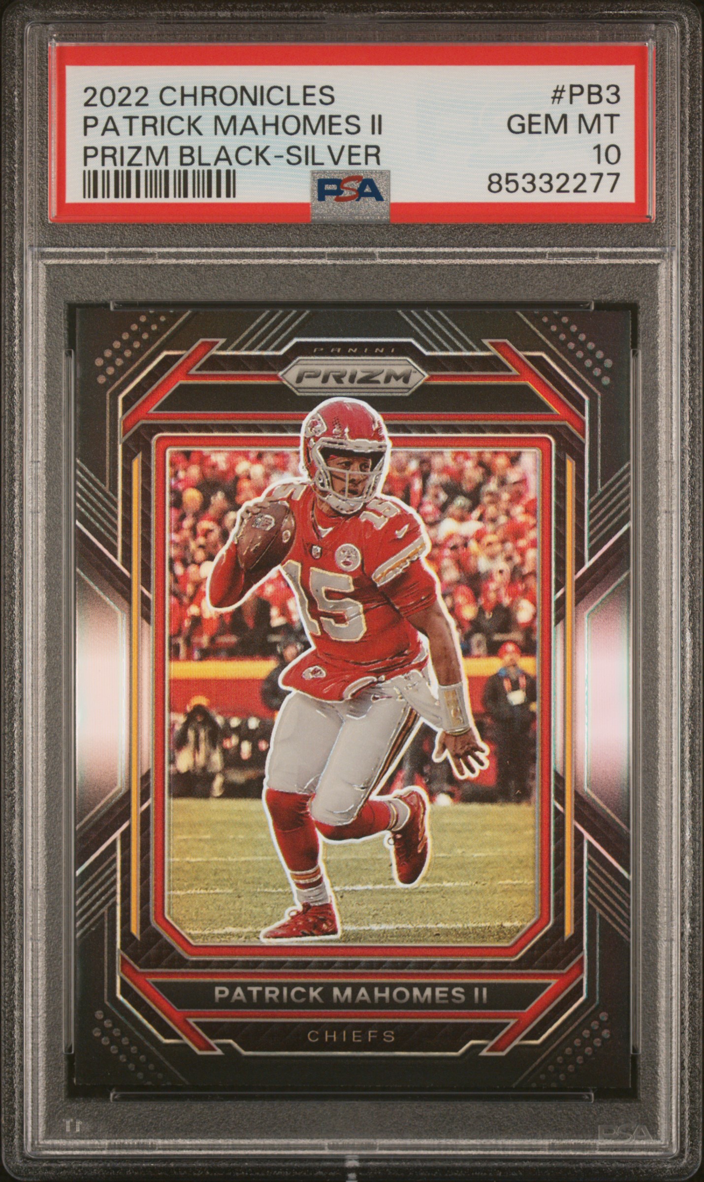 2022 PANINI CHRONICLES PRIZM BLACK #PB3 PATRICK MAHOMES II PRIZM BLACK-SILVER