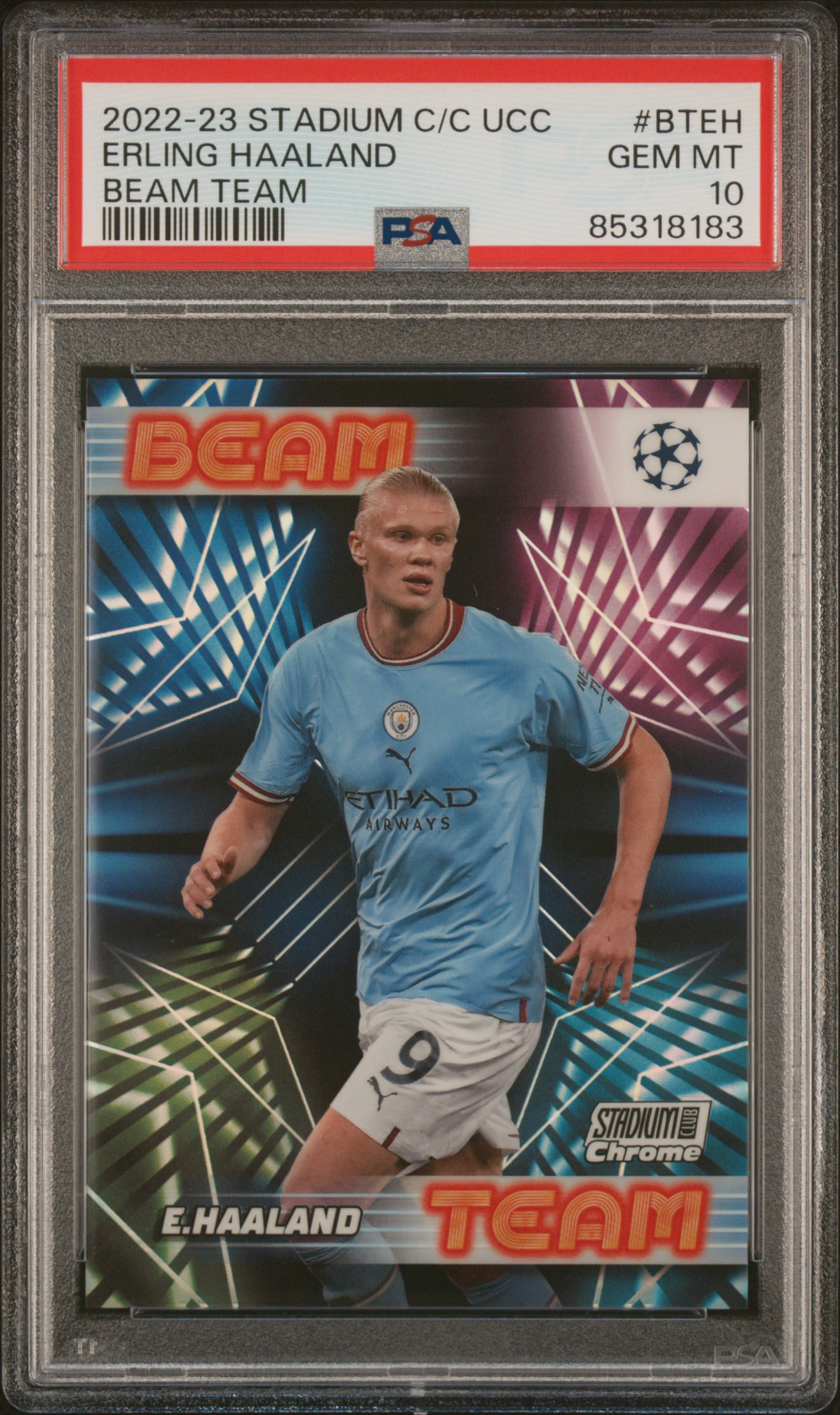 2022-23 TOPPS STADIUM CLUB CHROME UEFA CLUB COMPETITIONS BEAM TEAM #BTEH ERLING HAALAND
