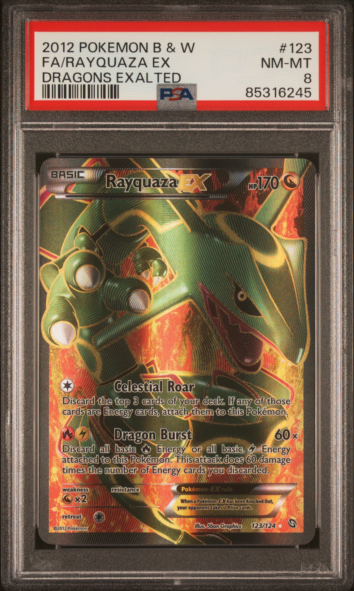 2012 POKEMON BLACK & WHITE DRAGONS EXALTED #123 FA/RAYQUAZA EX DRAGONS EXALTED