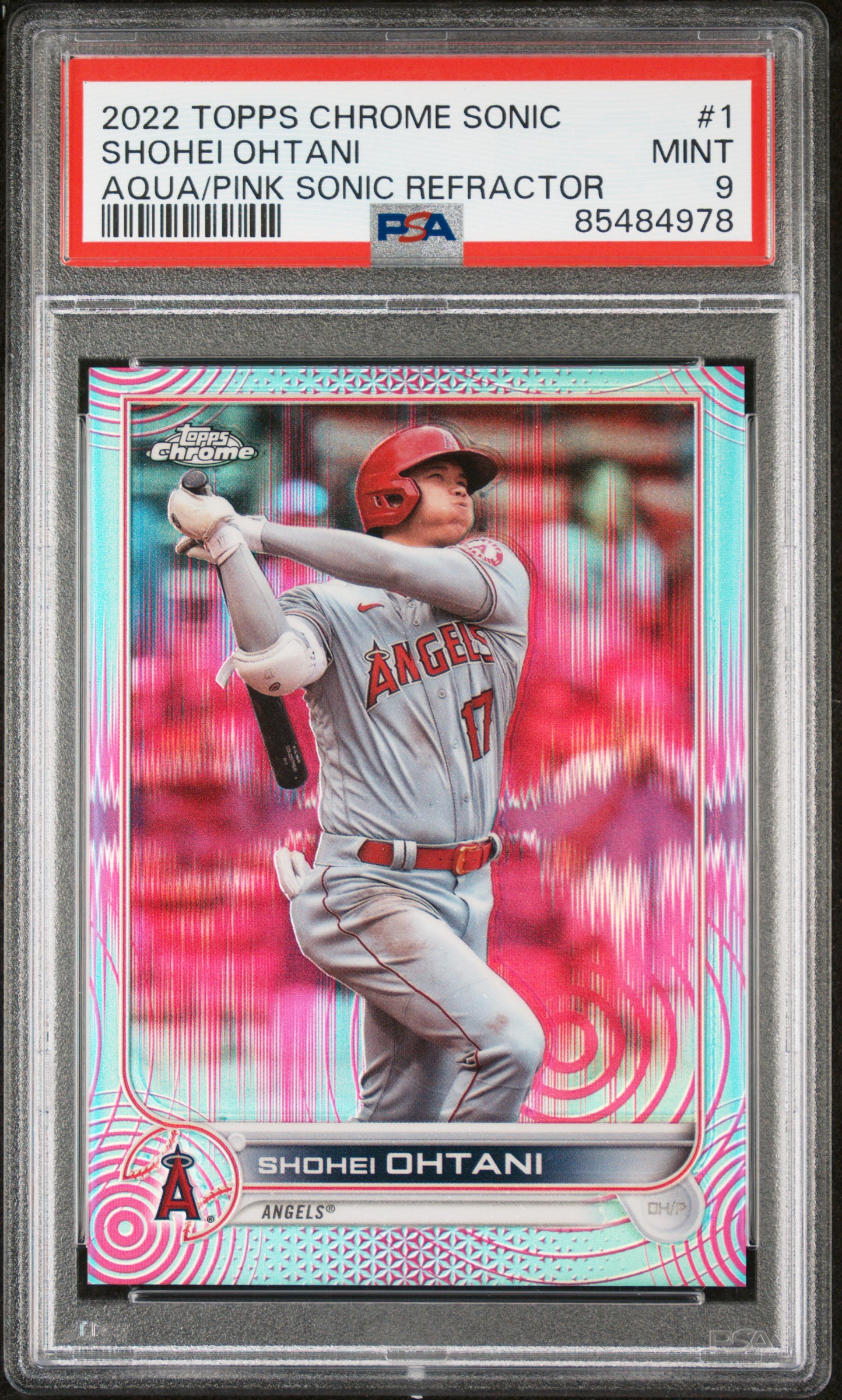 2022 TOPPS CHROME SONIC #1 SHOHEI OHTANI AQUA/PINK SONIC REFRACTOR