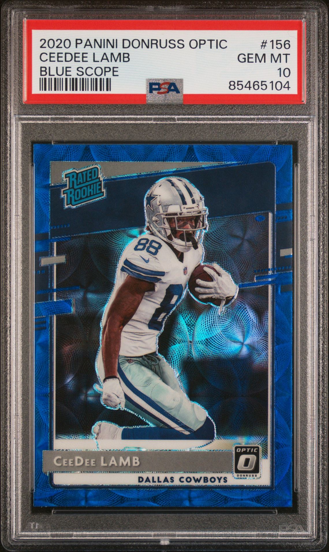 2020 Panini Donruss Optic Ceedee Lamb #156 (Blue Scope) Gem Mt 10 front