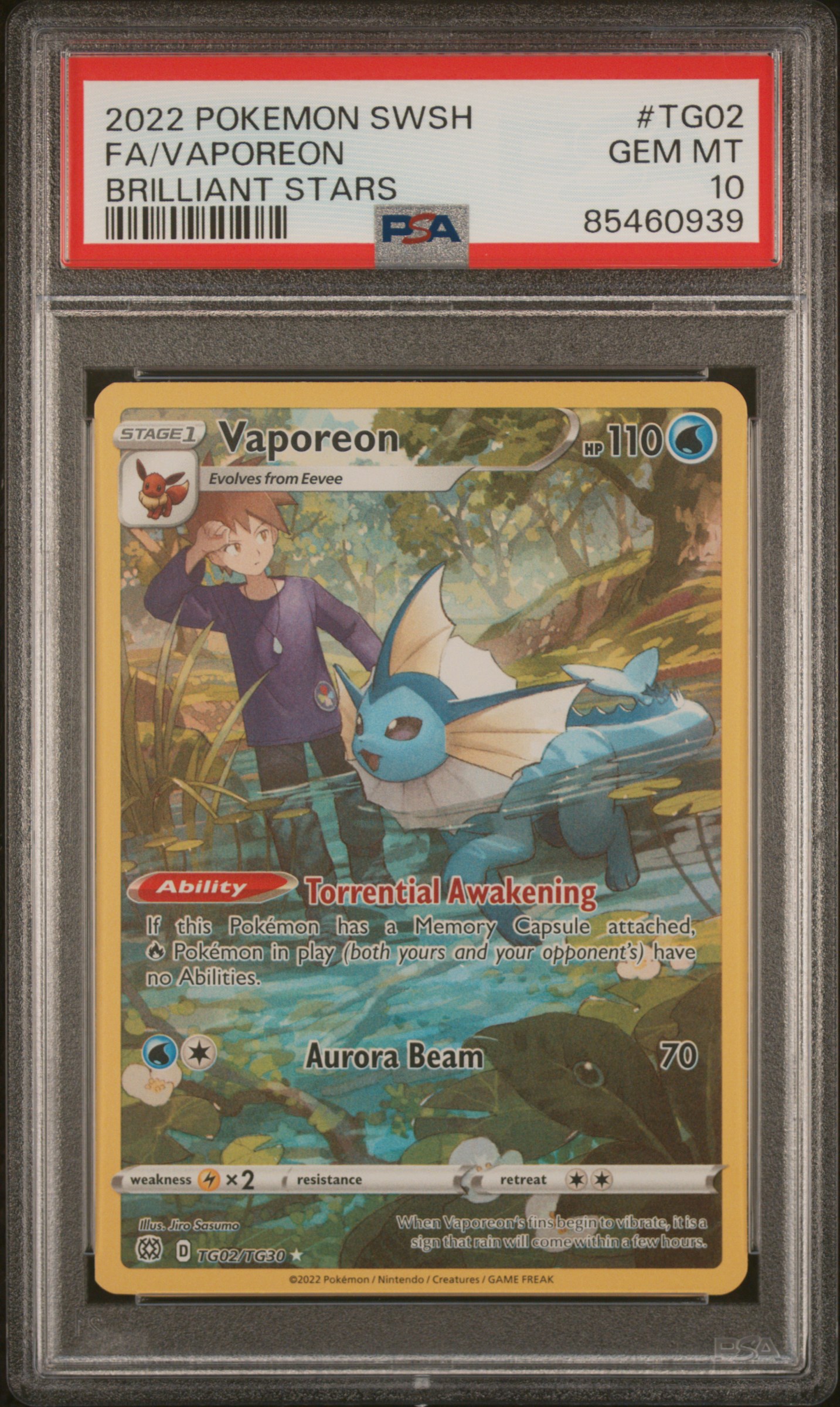 2022 POKEMON SWORD & SHIELD BRILLIANT STARS #TG02 FA/VAPOREON BRILLIANT STARS