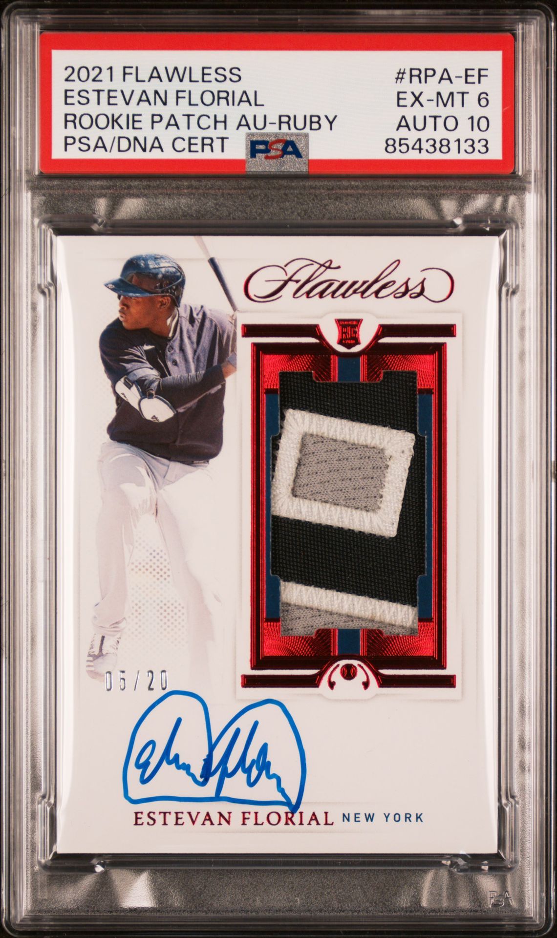 2021 Panini PANINI FLAWLESS ROOKIE PATCH AUTOGRAPHS RUBY #RPA-EF Estevan Florial front
