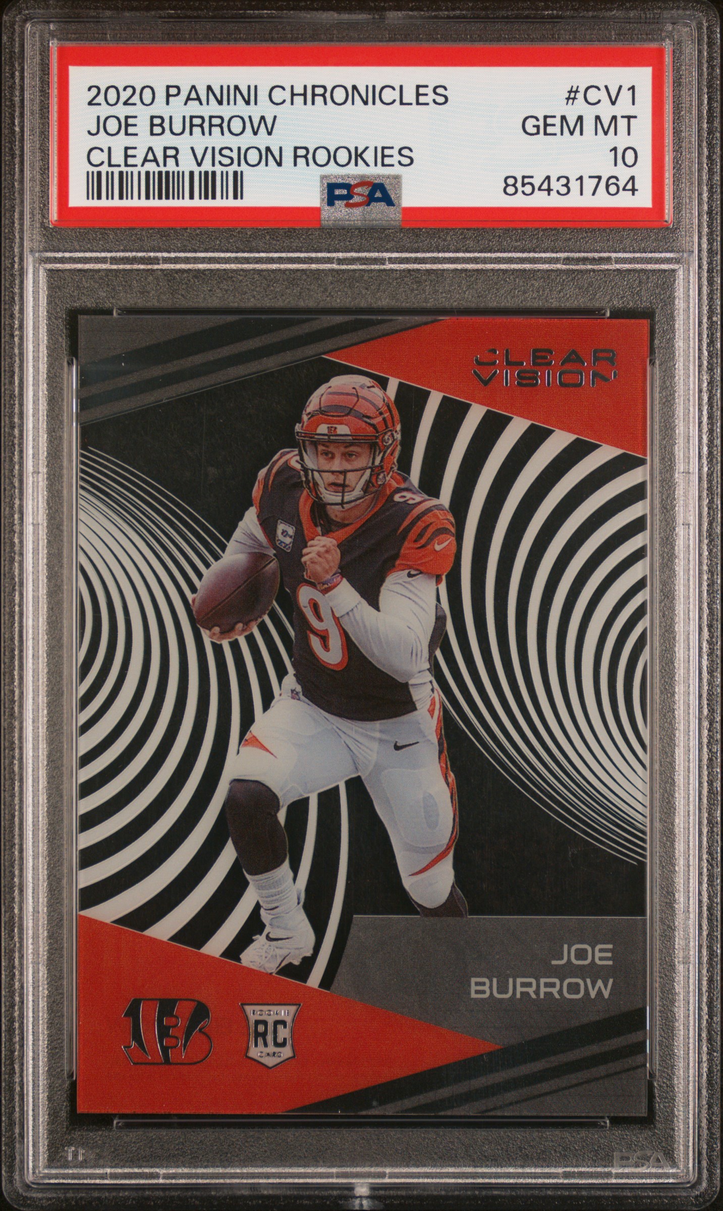 2020 PANINI CHRONICLES CLEAR VISION ROOKIES #CV1 JOE BURROW CLEAR VISION ROOKIES