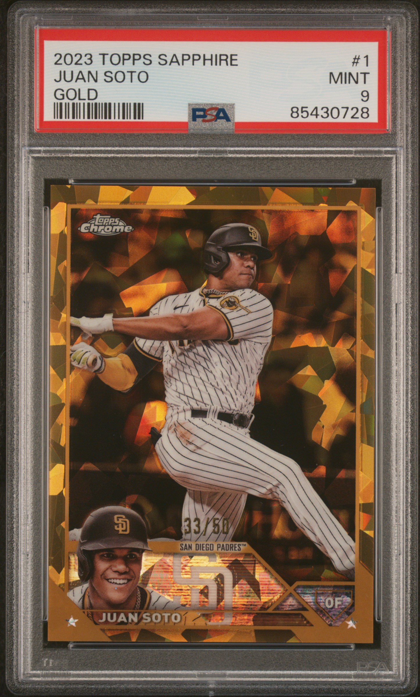 2023 TOPPS CHROME SAPPHIRE #1 JUAN SOTO GOLD