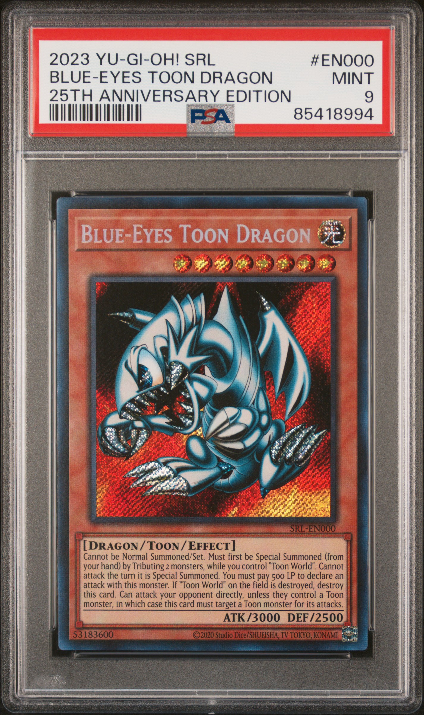 2023 YU-GI-OH! SPELL RULER 25TH ANNIVERSARY EDITION #EN000 BLUE-EYES TOON DRAGON 25TH ANNIVERSARY EDITION