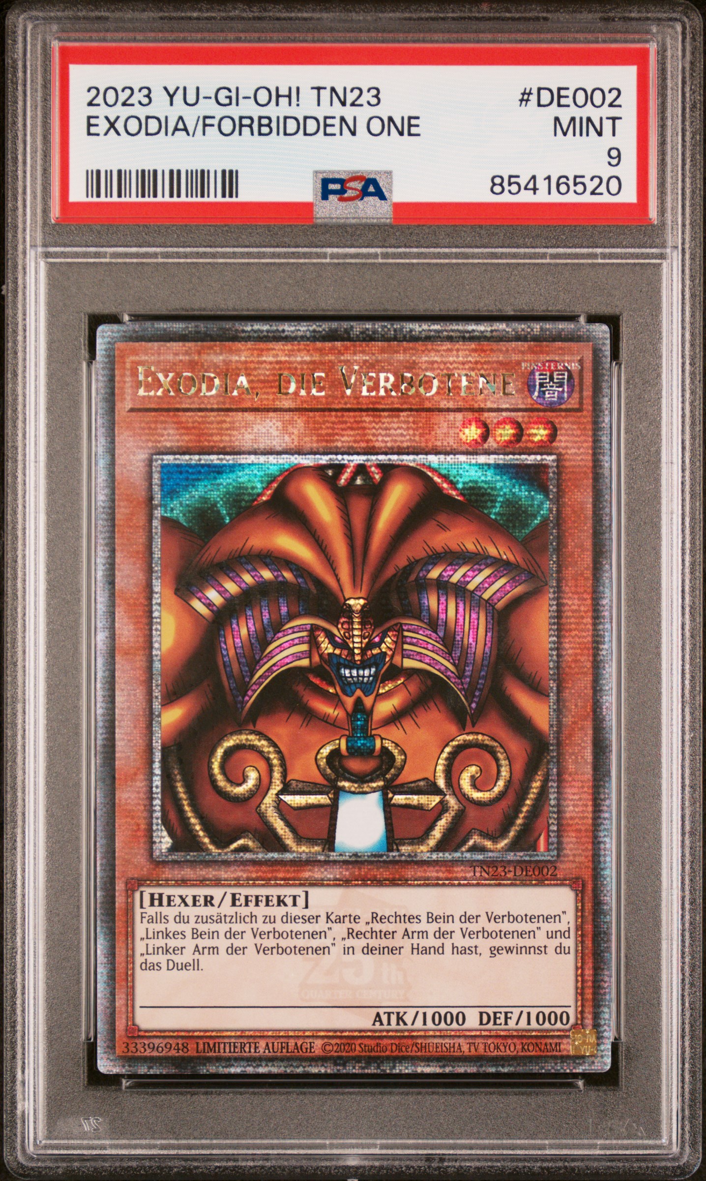2023 YU-GI-OH! GERMAN TN23-25TH ANNIVERSARY TIN: DUELING HEROES #DE002 EXODIA/FORBIDDEN ONE
