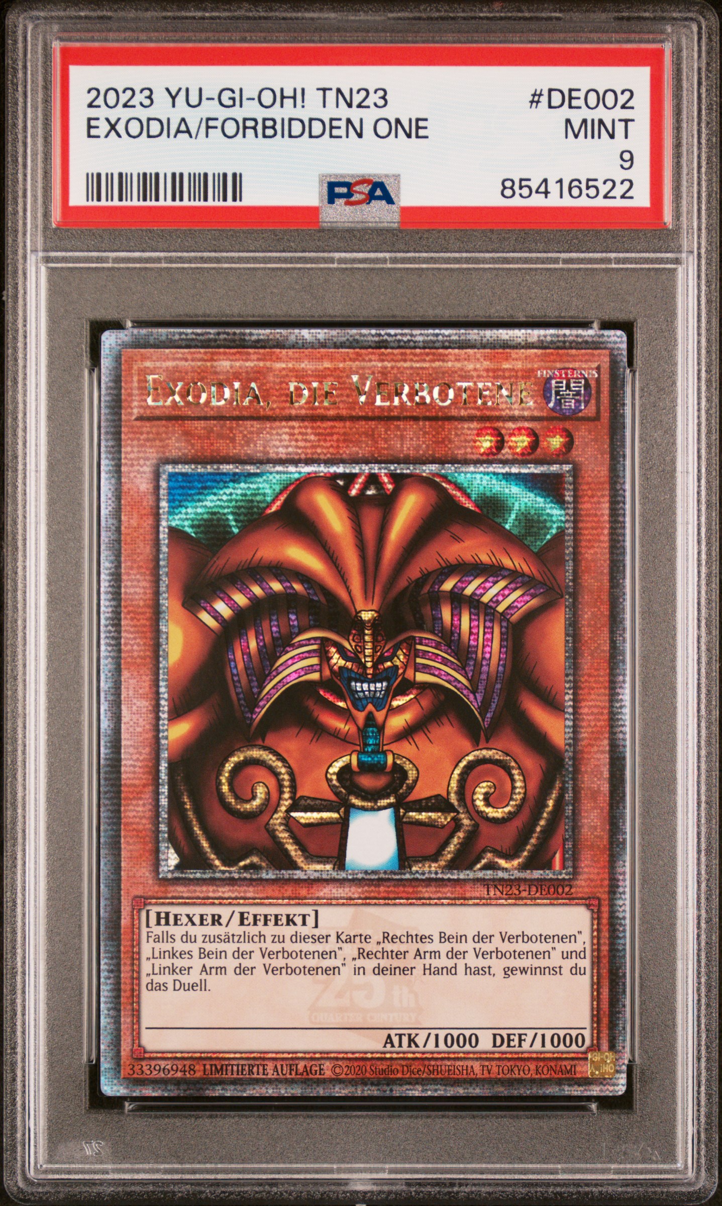 2023 YU-GI-OH! GERMAN TN23-25TH ANNIVERSARY TIN: DUELING HEROES #DE002 EXODIA/FORBIDDEN ONE