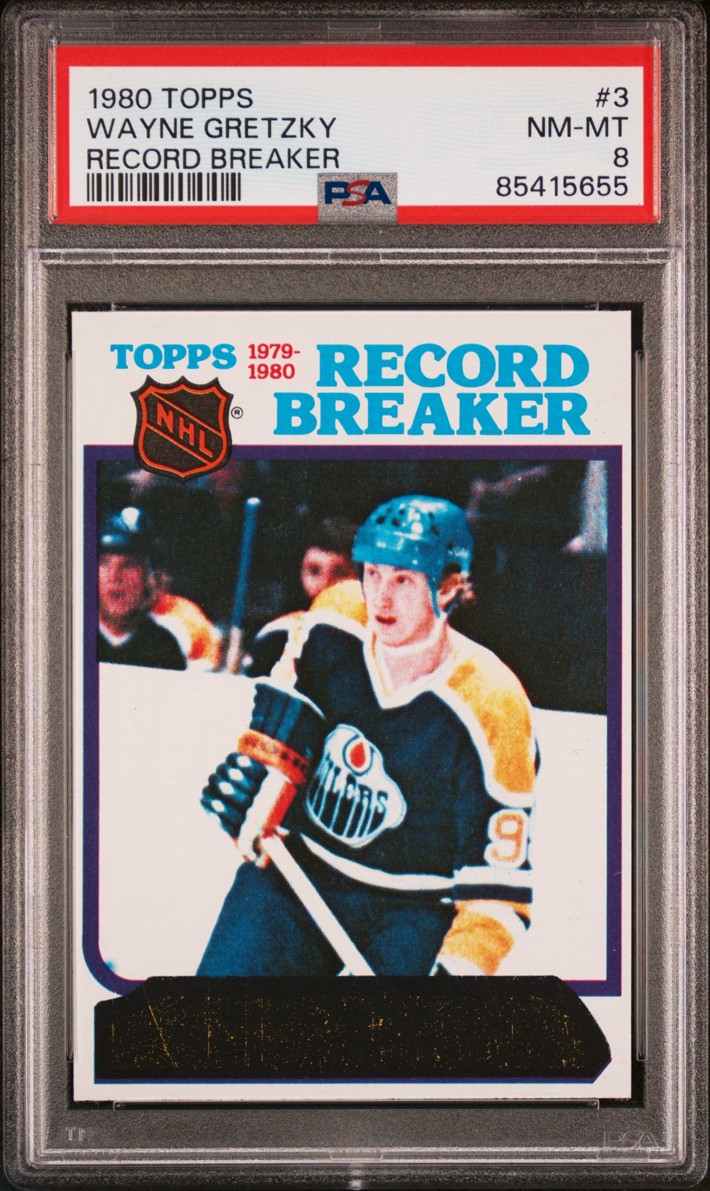 1980-81 Topps Record Breaker #3 Wayne Gretzky – PSA NM-MT 8
