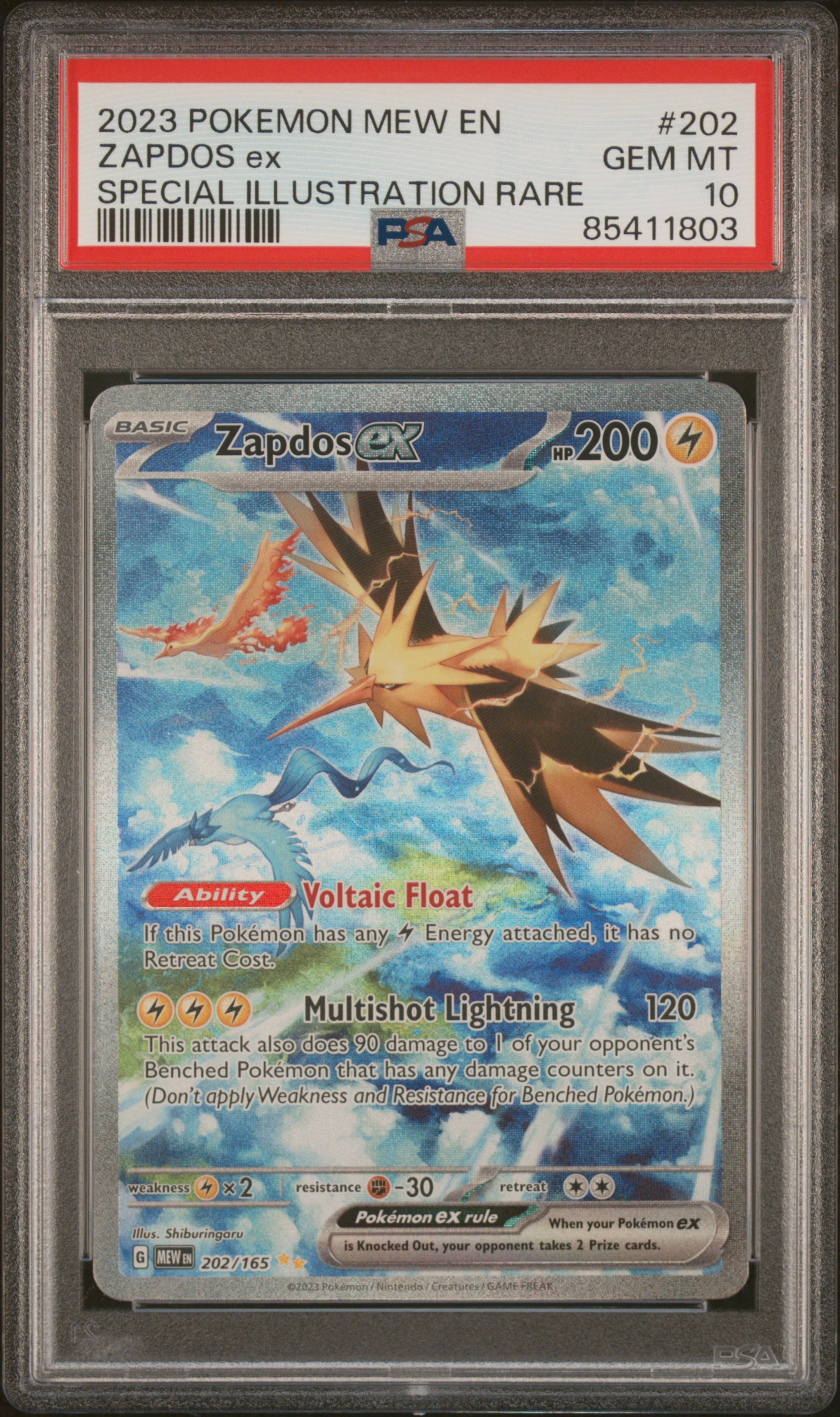 Zapdos ex, PSA 10 slab front