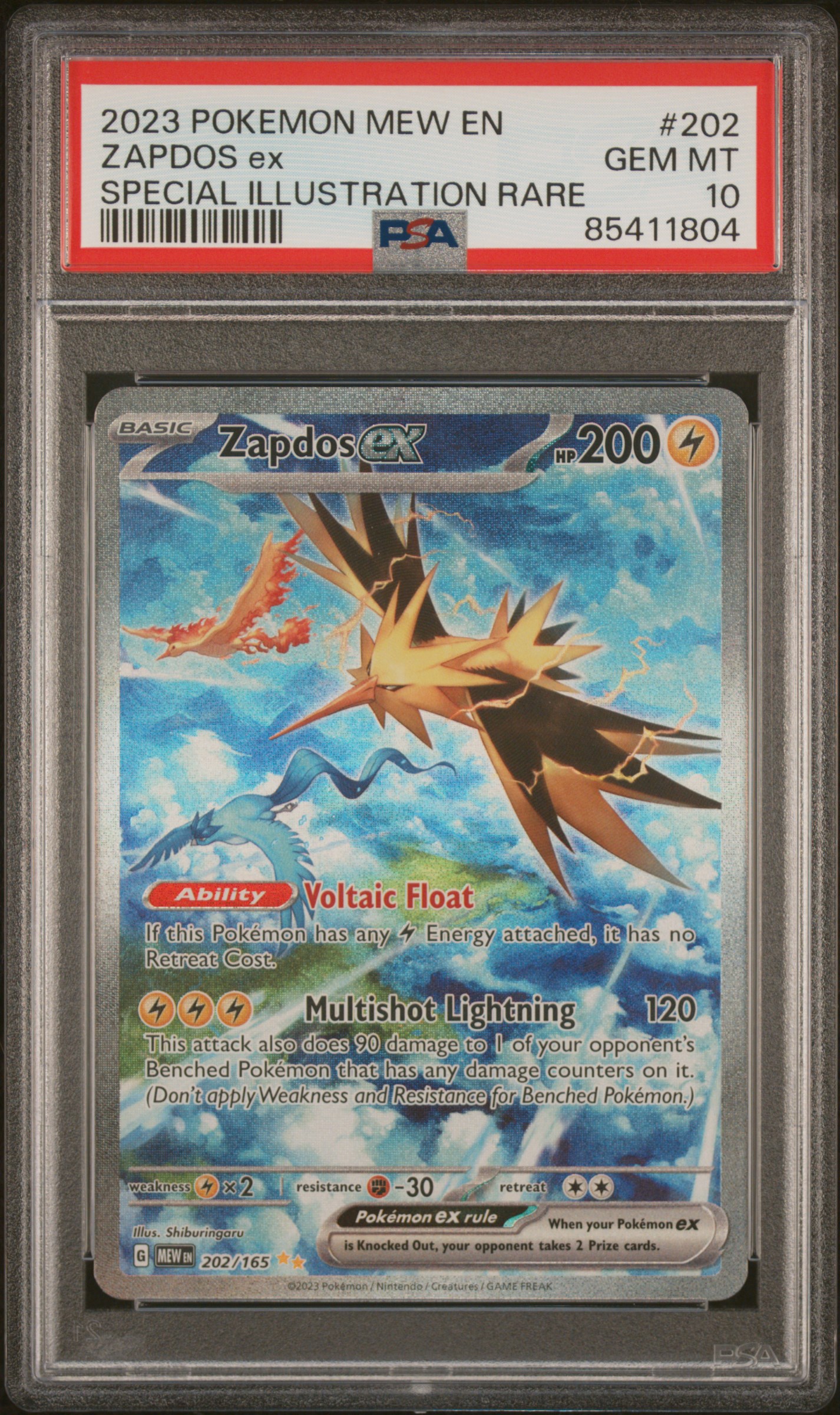 Zapdos ex, PSA 10 slab front