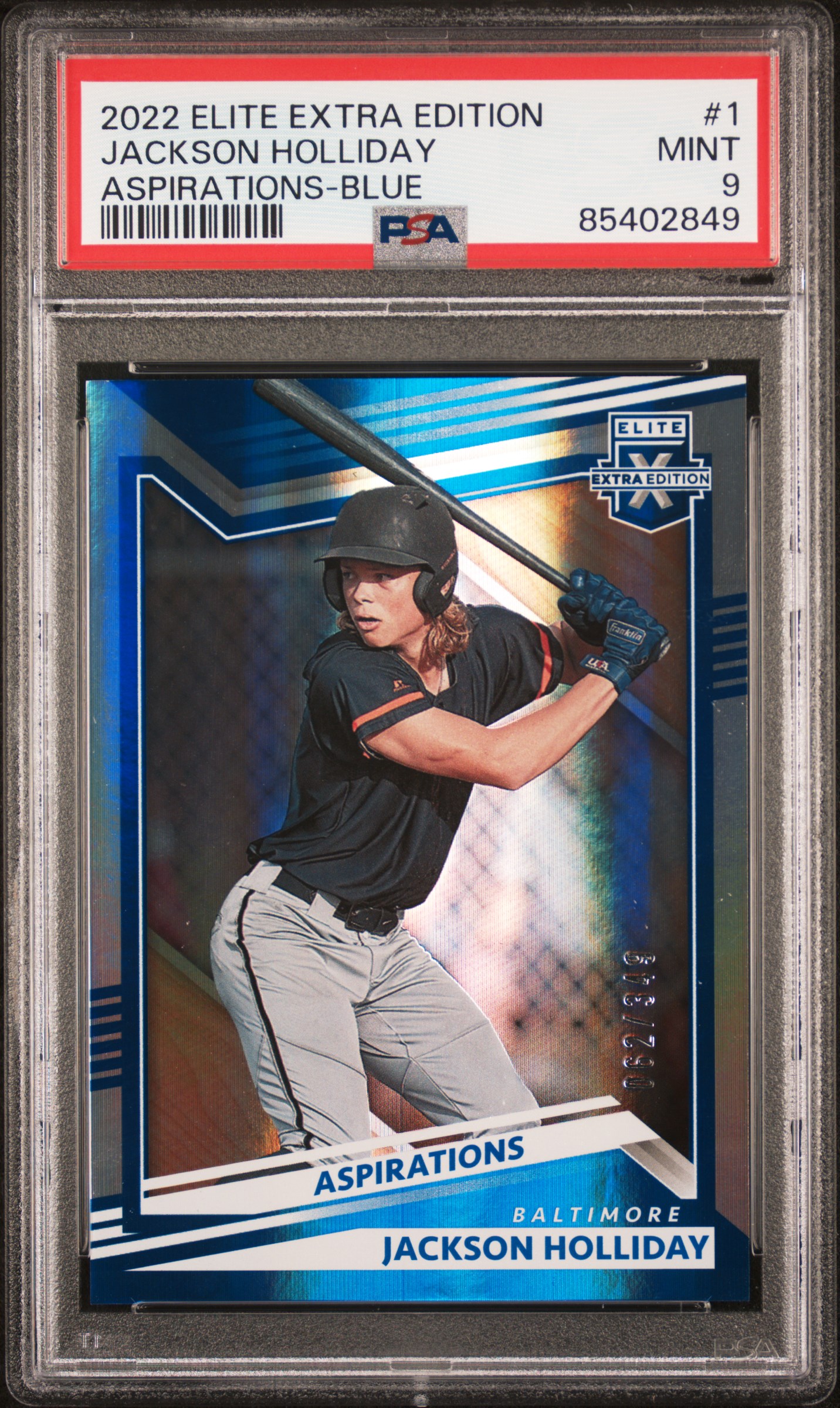 2022 PANINI ELITE EXTRA EDITION #1 JACKSON HOLLIDAY ASPIRATIONS-BLUE