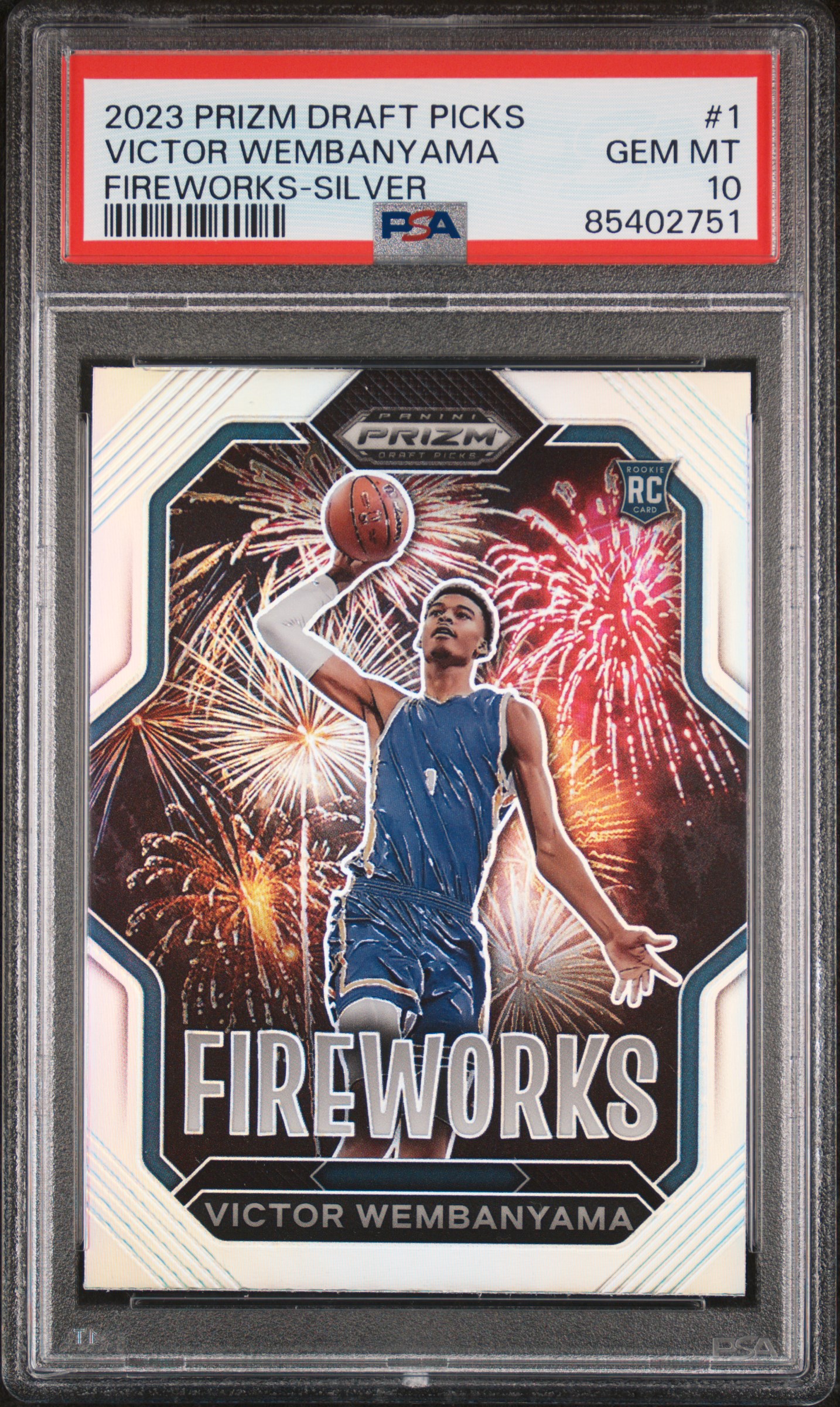 2023 Panini Prizm Draft Picks Fireworks Silver #1 Victor Wembanyama PSA 10