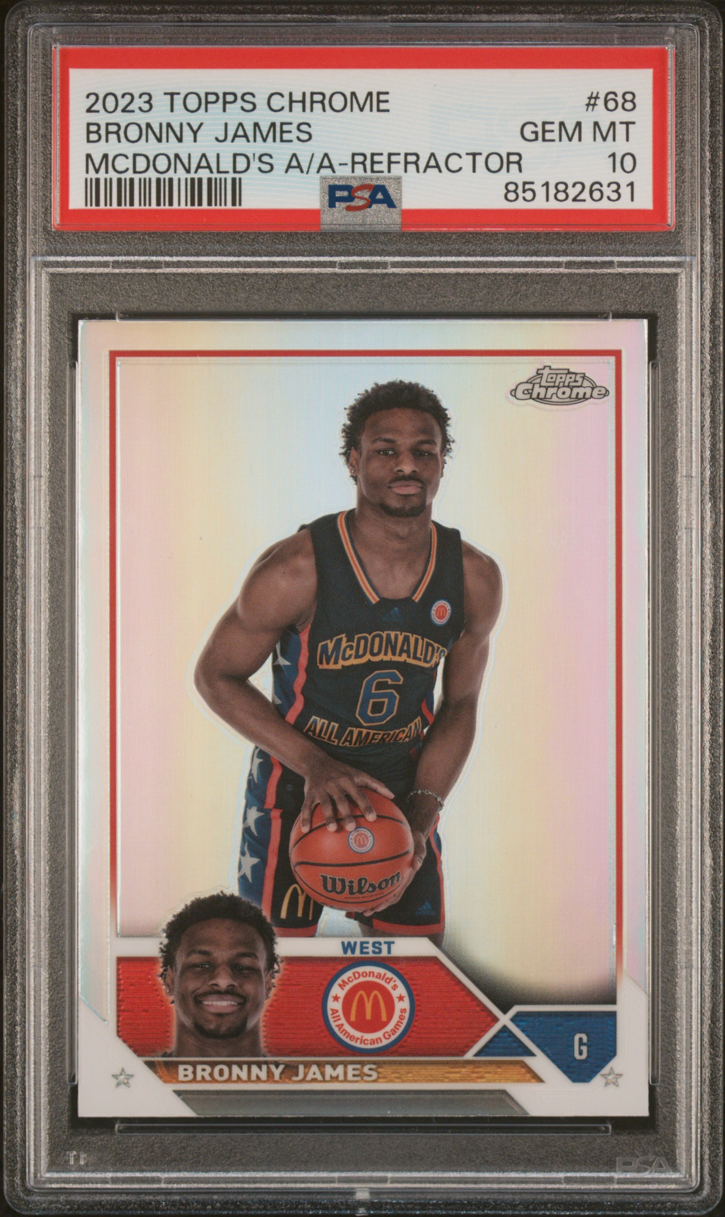 2023 TOPPS CHROME MCDONALD'S ALL-AMERICAN #68 BRONNY JAMES MCDONALD'S A/A-REFRACTOR