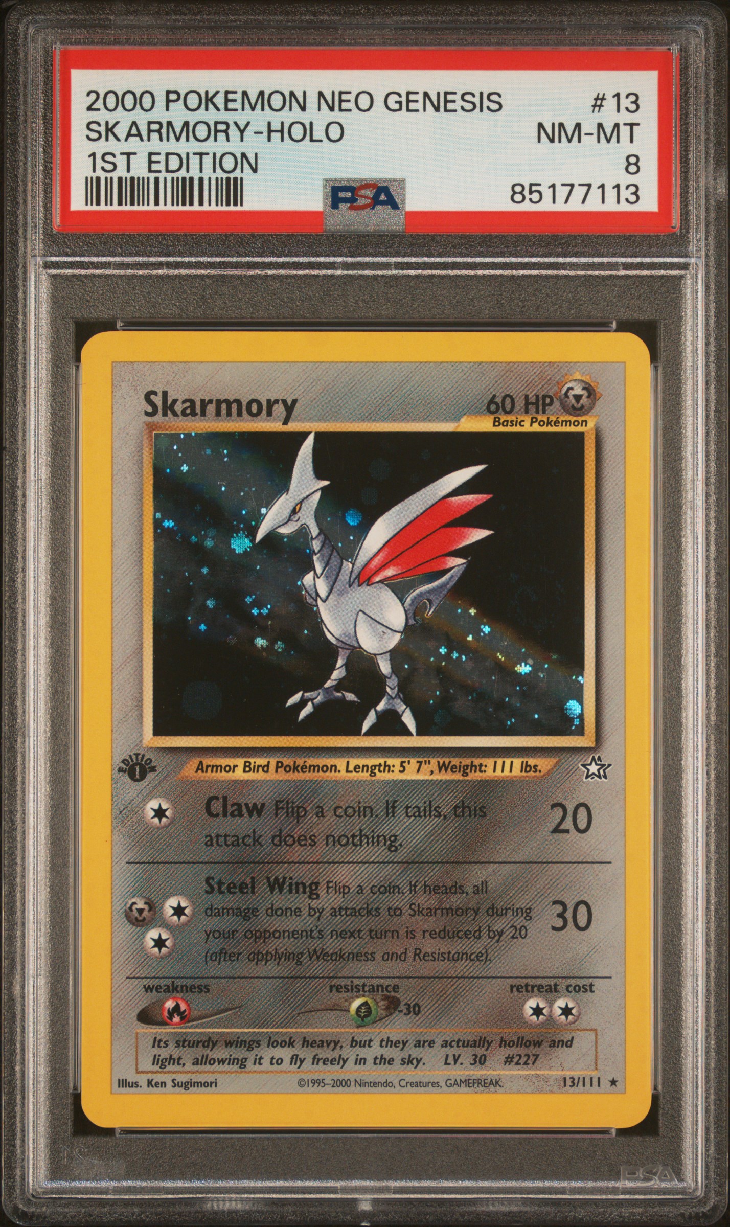 2000 POKEMON NEO GENESIS 1ST EDITION #13 SKARMORY-HOLO 1ST EDITION