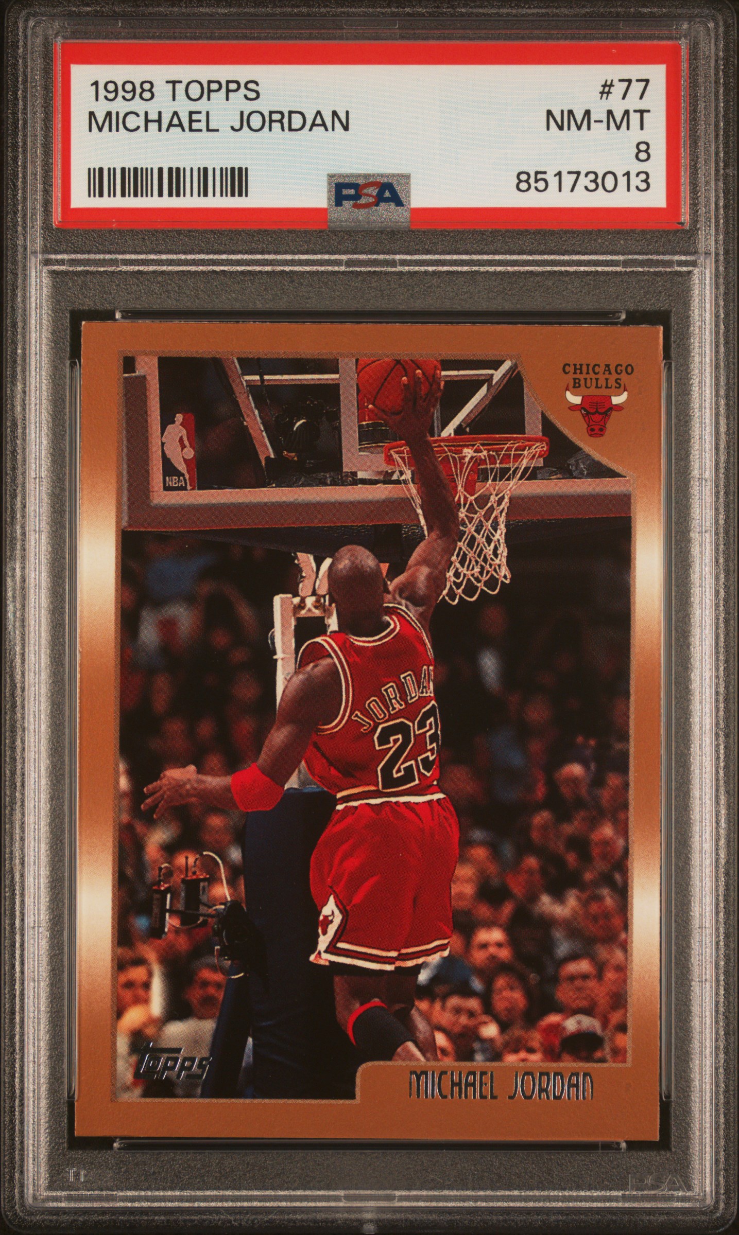 1998-99 Topps #77 Michael Jordan – PSA NM-MT 8