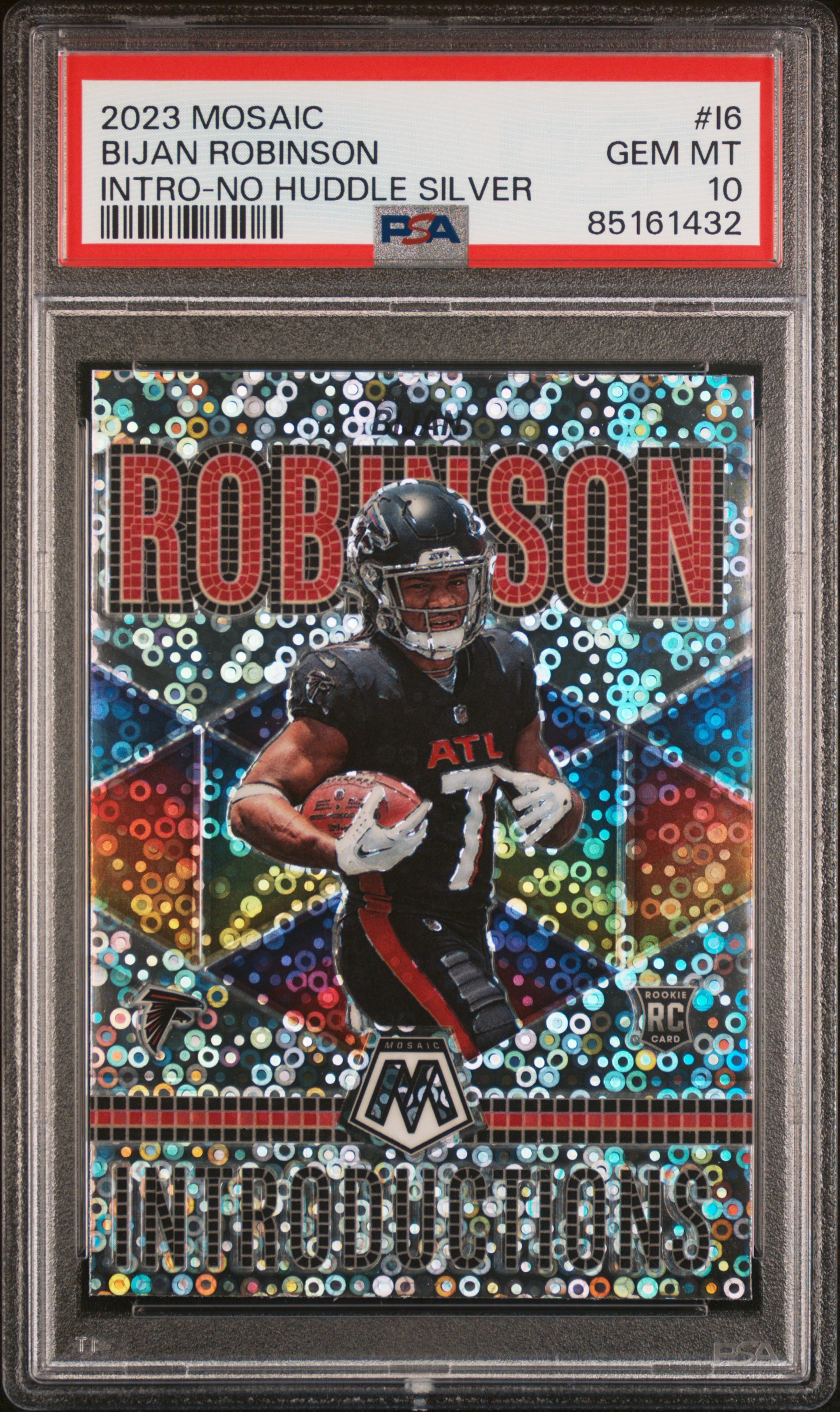 2023 Panini Mosaic Introductions No Huddle Silver #I-6 Bijan Robinson Rookie Card – PSA GEM MT 10