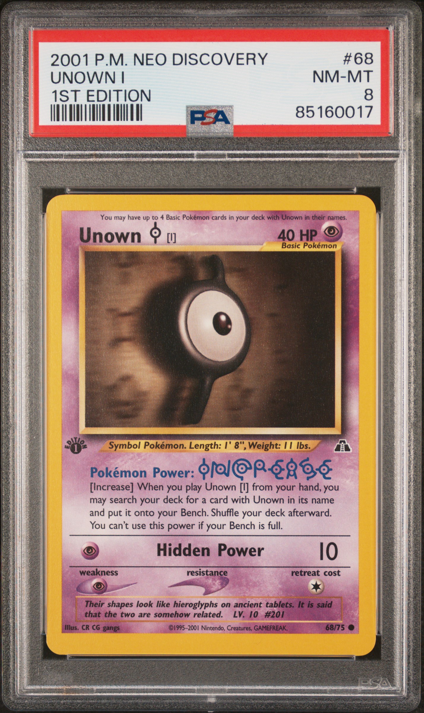 2001 POKEMON NEO DISCOVERY #68 UNOWN I 1ST EDITION