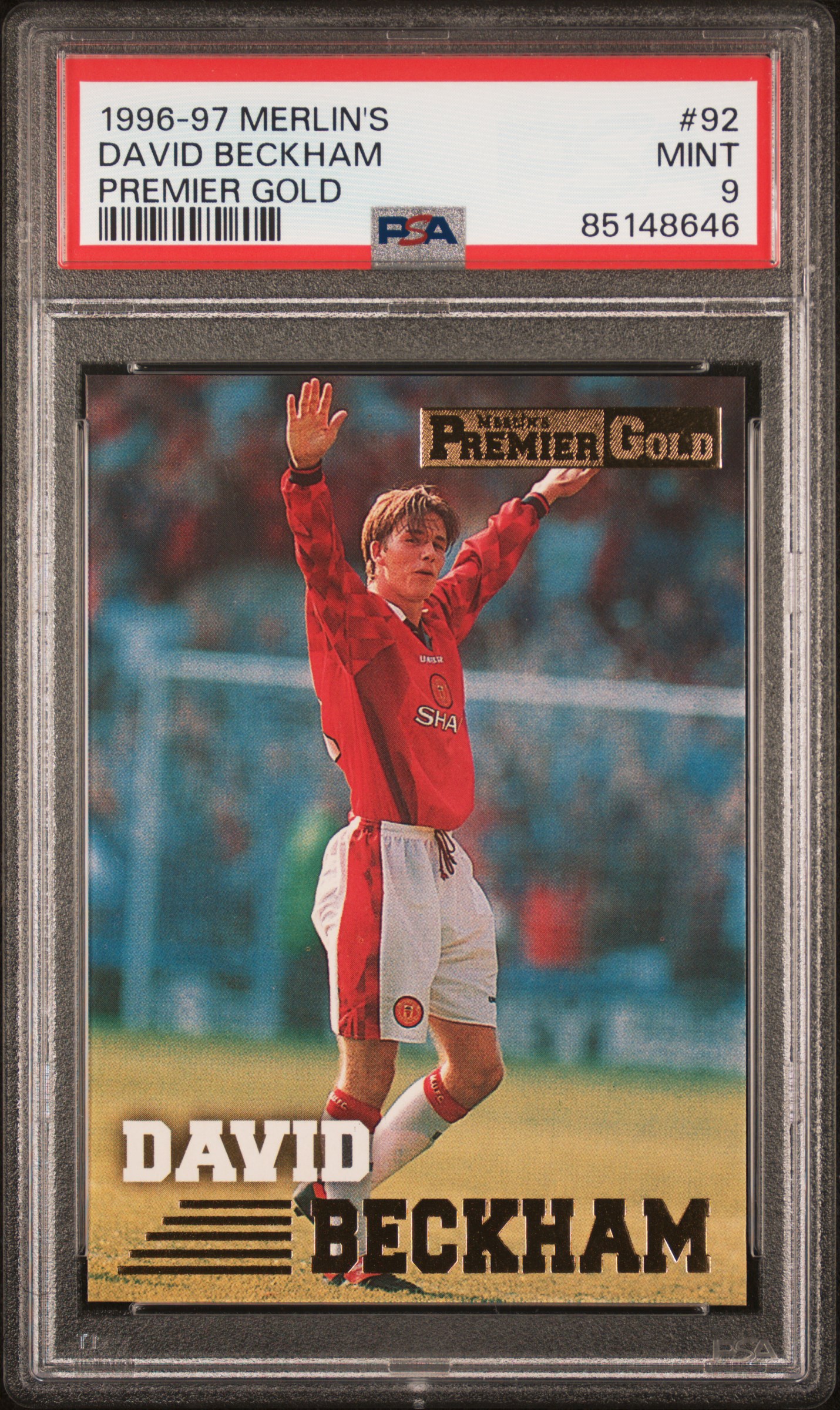 1996-97 Merlin's Premier Gold #92 David Beckham Rookie Card – PSA MINT 9