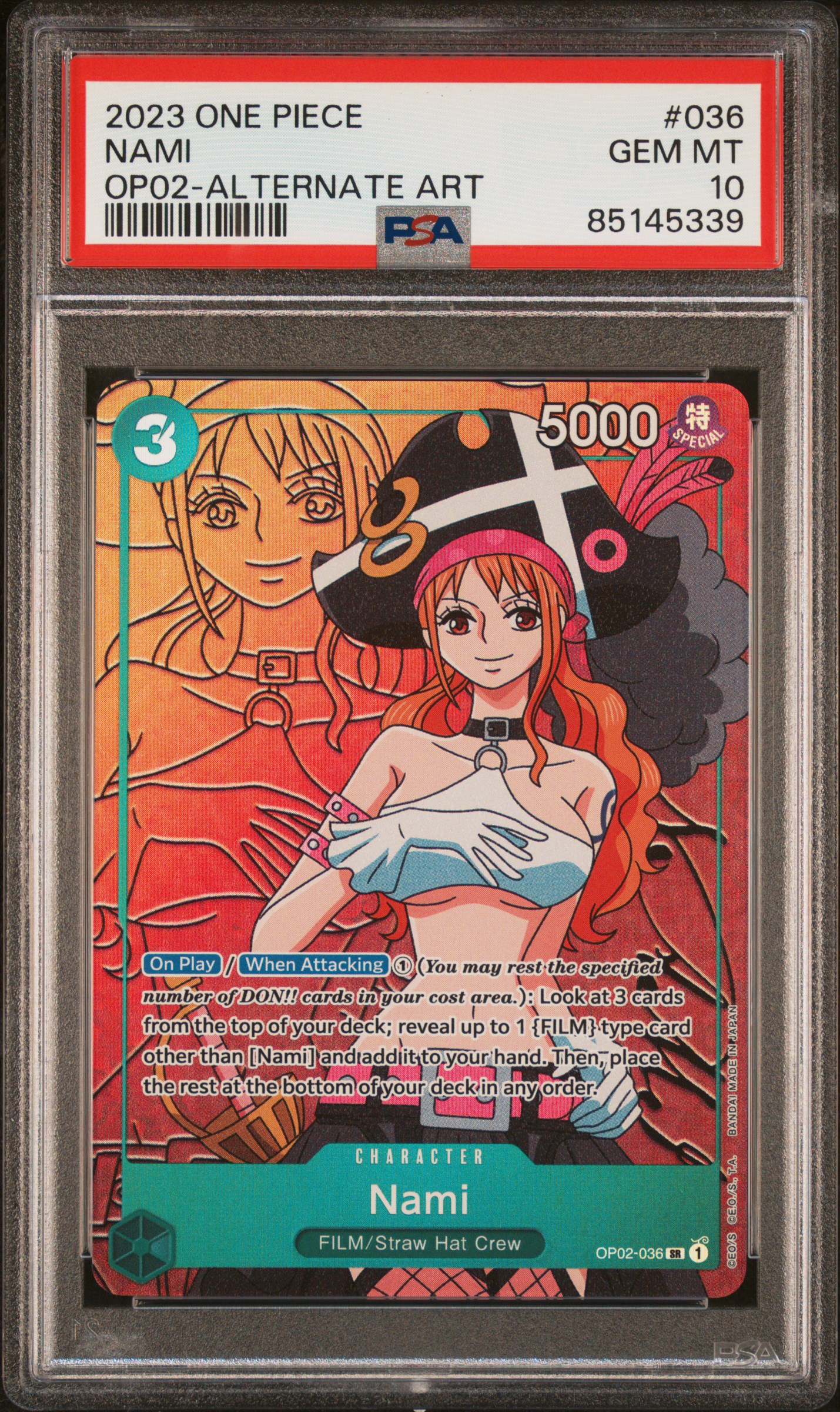 2023 ONE PIECE OP02-PARAMOUNT WAR #036 NAMI ALTERNATE ART