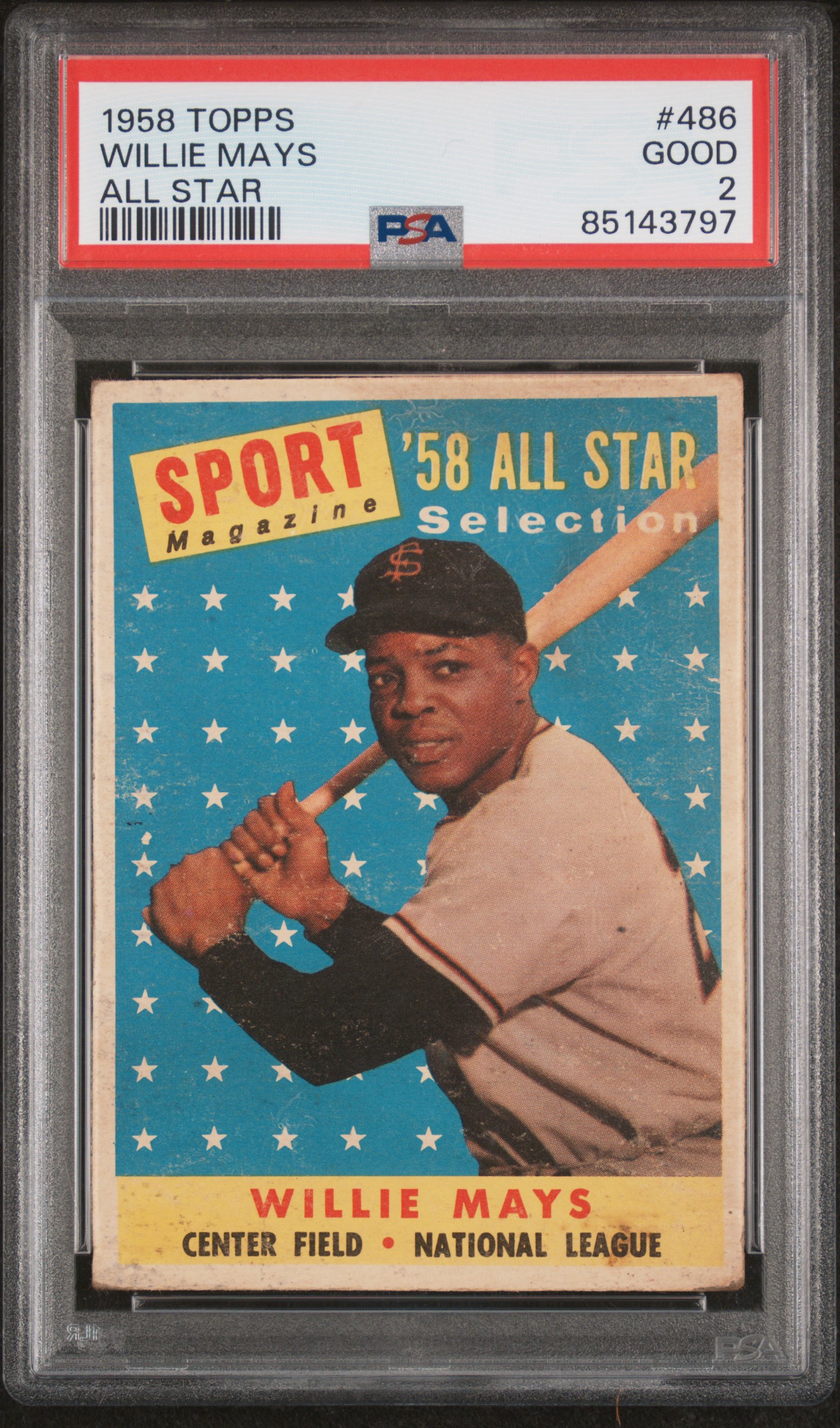 1958 Topps All Star #486 Willie Mays – PSA GD 2