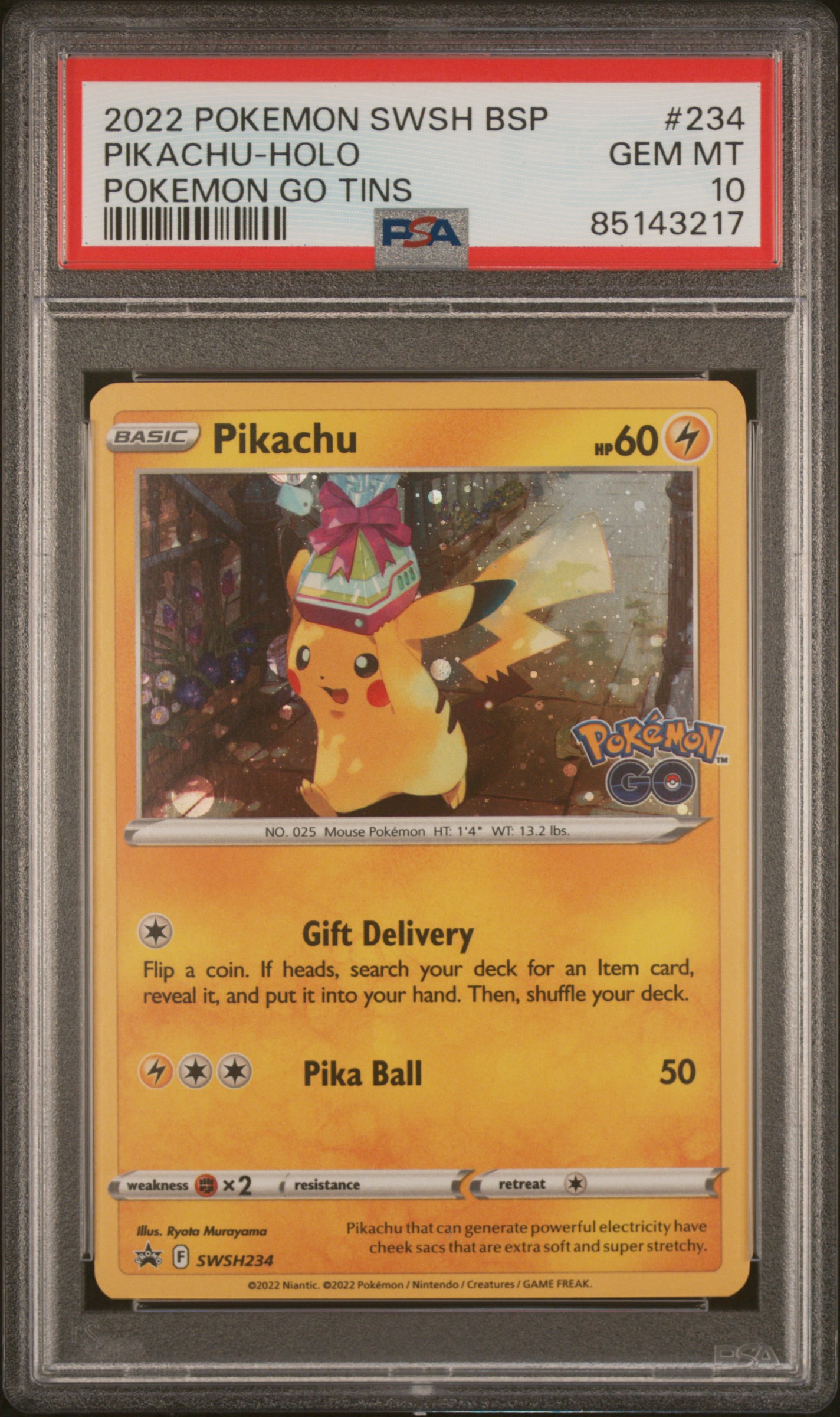 2022 POKEMON SWSH BLACK STAR PROMO #234 PIKACHU-HOLO POKEMON GO TINS