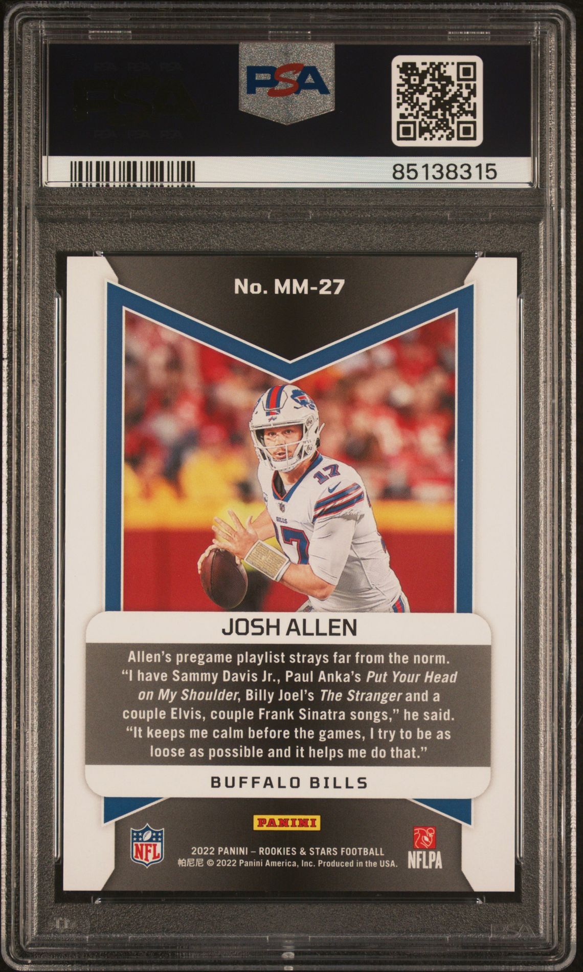 2022 Panini Rookies & Stars Man In Motion Josh Allen #Mm27 (Man In Motion-Gold) Gem Mt 10 back