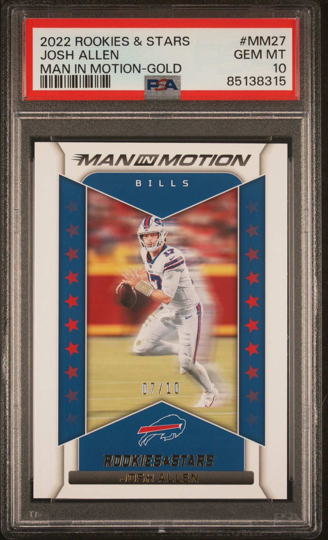 2022 Panini Rookies & Stars Man In Motion Josh Allen #Mm27 (Man In Motion-Gold) Gem Mt 10 front