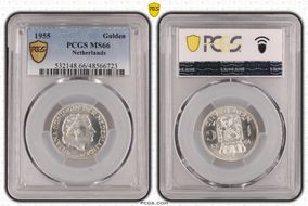 1955 Gulden KM-184 Ag MS66