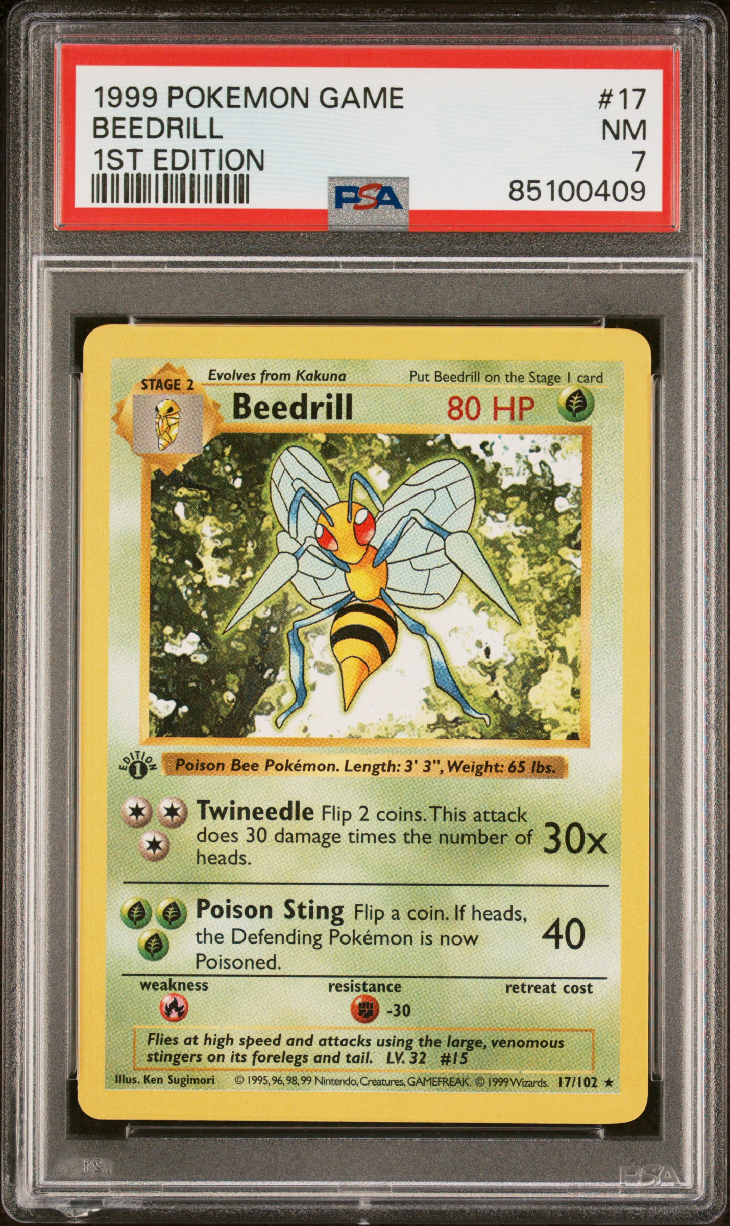 1999 POKEMON GAME #17 BEEDRILL 1ST EDITION