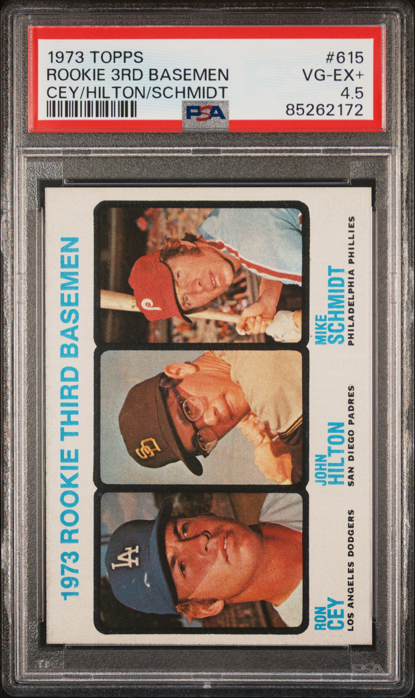 1973 TOPPS #615 ROOKIE 3RD BASEMEN CEY/HILTON/SCHMIDT