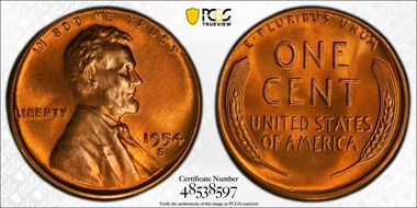 1954-S 1C MS67+ RD
