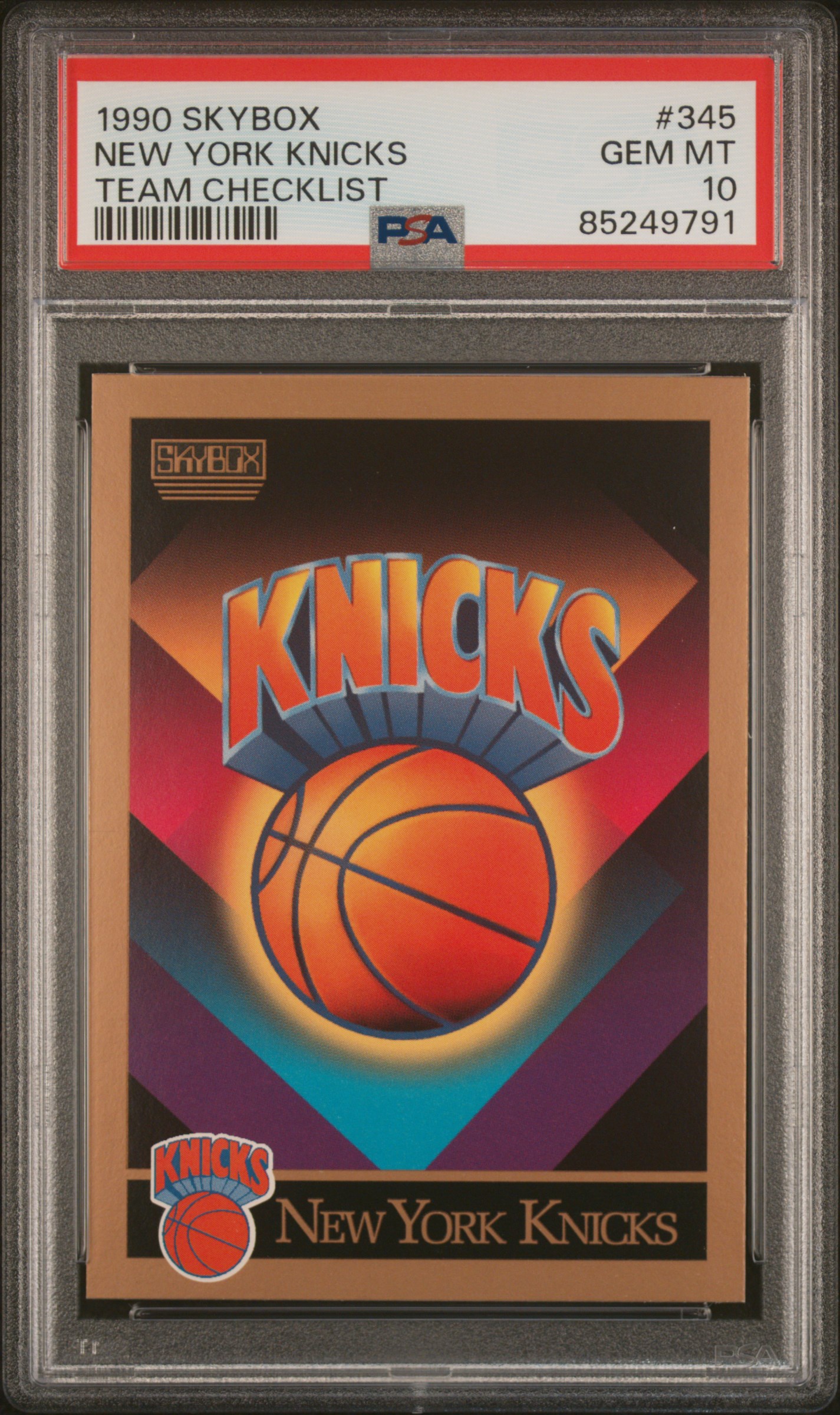 1990 SKYBOX #345 NEW YORK KNICKS TEAM CHECKLIST
