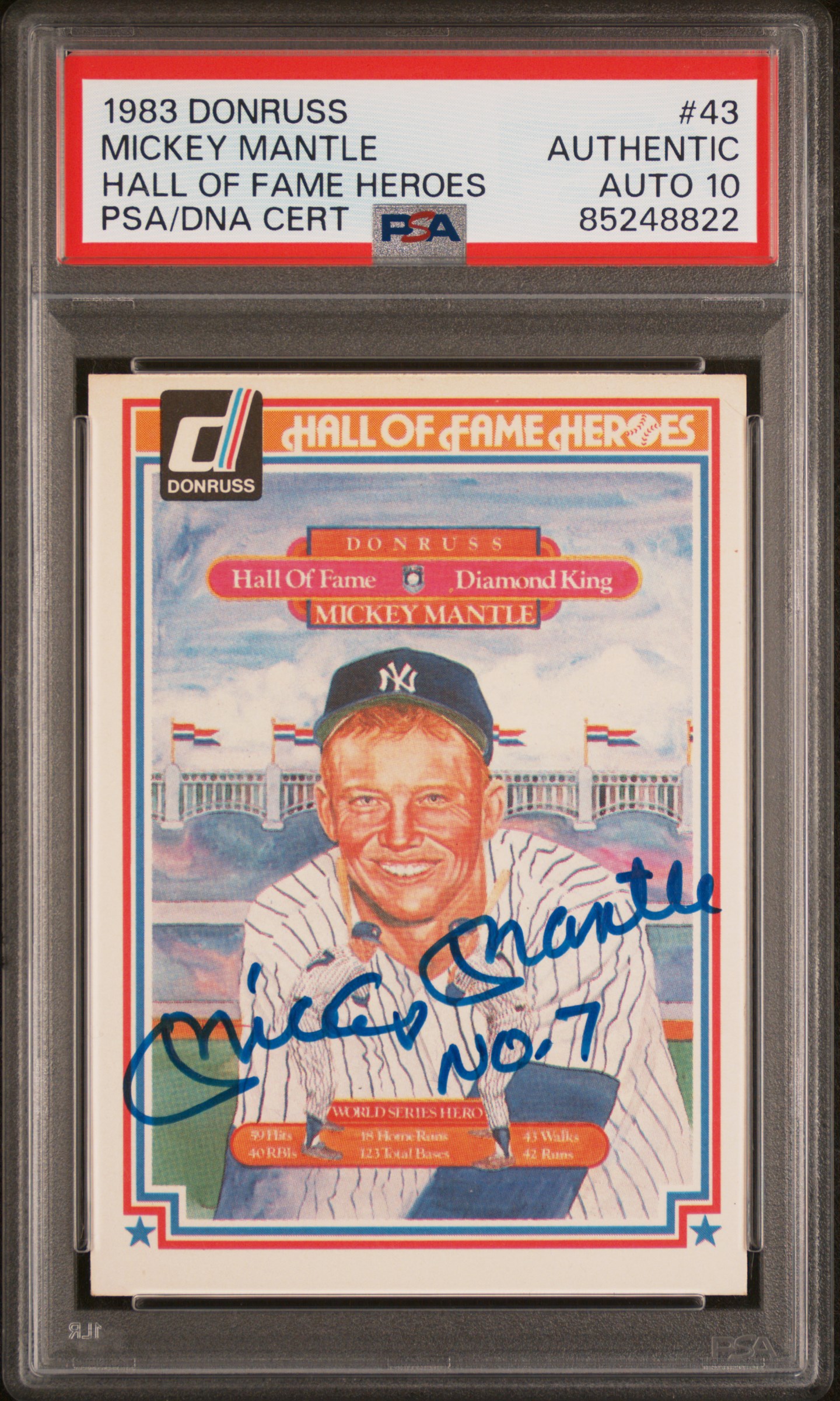 1983 DONRUSS HALL OF FAME HEROES #43 MICKEY MANTLE HALL OF FAME HEROES