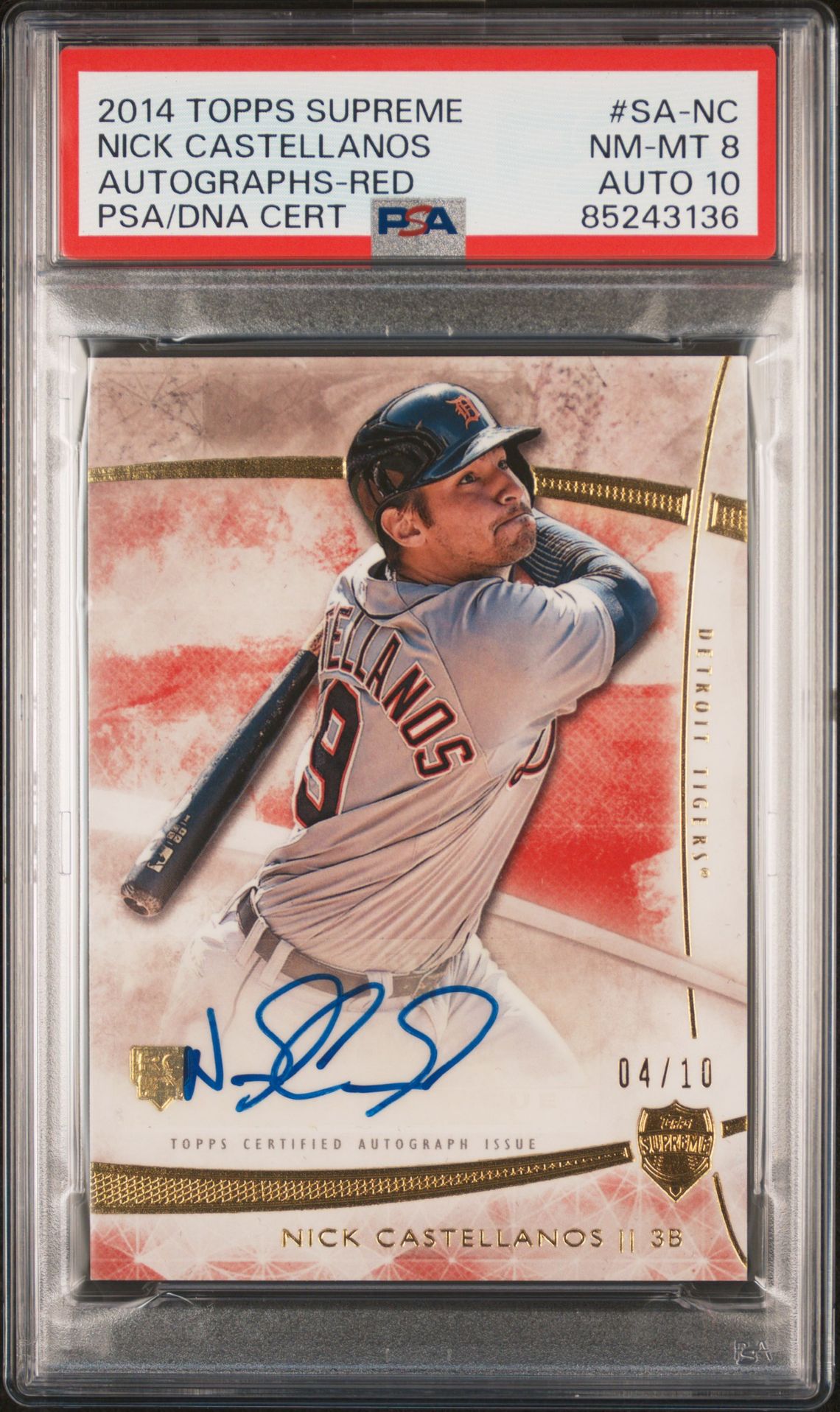 2014 Topps TOPPS SUPREME AUTOGRAPHS REDCertificationPrimary Signer (1 Signer)NICK CASTELLANOS #SA-NC Nick Castellanos front