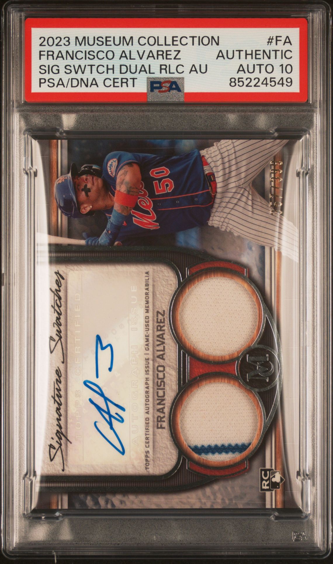 2023 Topps Museum Collection Single-Player Signature Swatches Dual Relic Autographs Francisco Alvarez #Fa (Sig Swtch Dual Rlc Au) N0: Authentic front