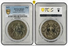 1977 25p Jubilee Cu/Ni S-LL2 MS65