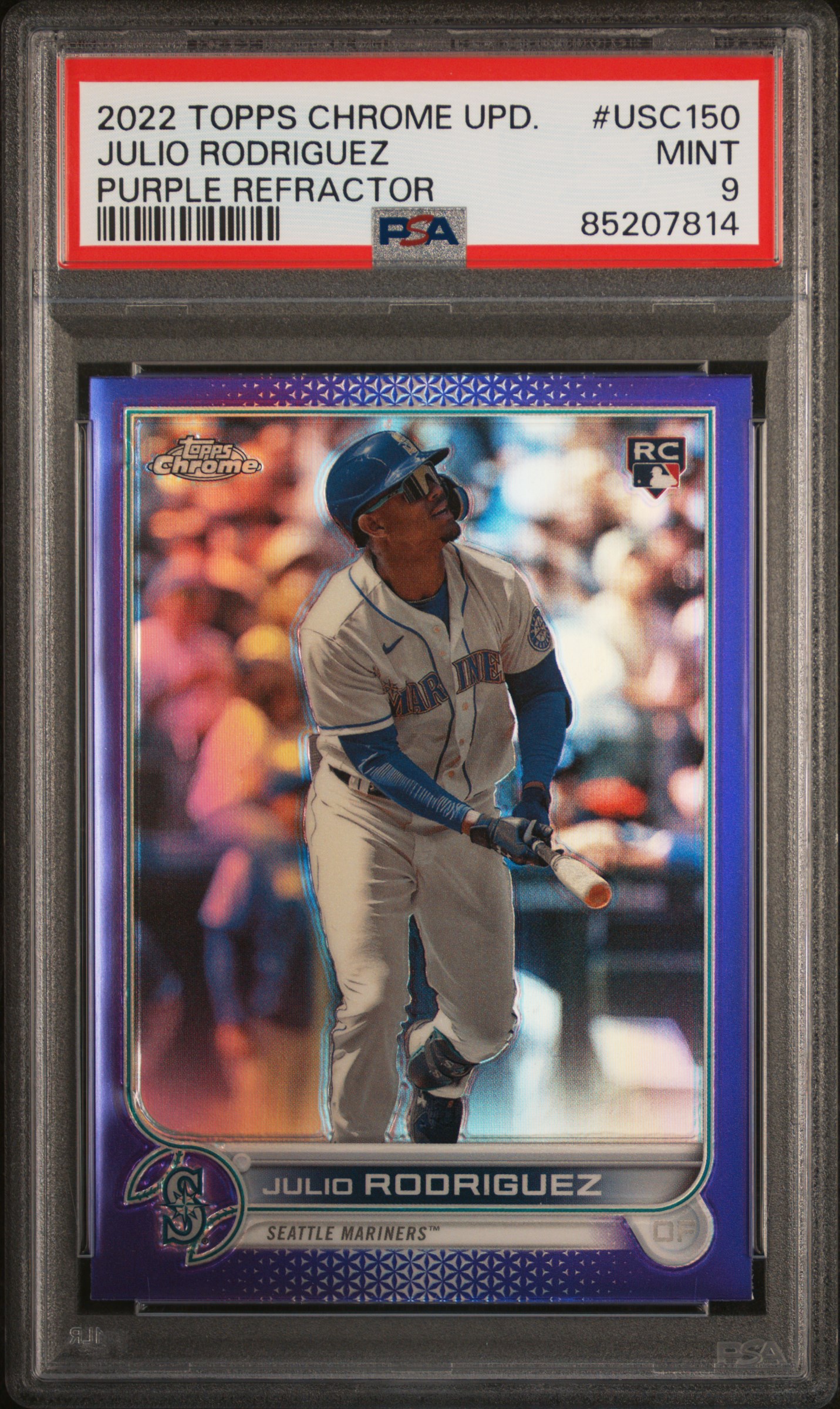 2022 TOPPS CHROME UPDATE #USC150 JULIO RODRIGUEZ PURPLE REFRACTOR