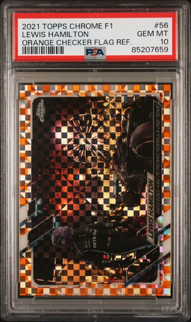 2021 Topps Chrome Formula 1 Orange Checker Flag Refractor