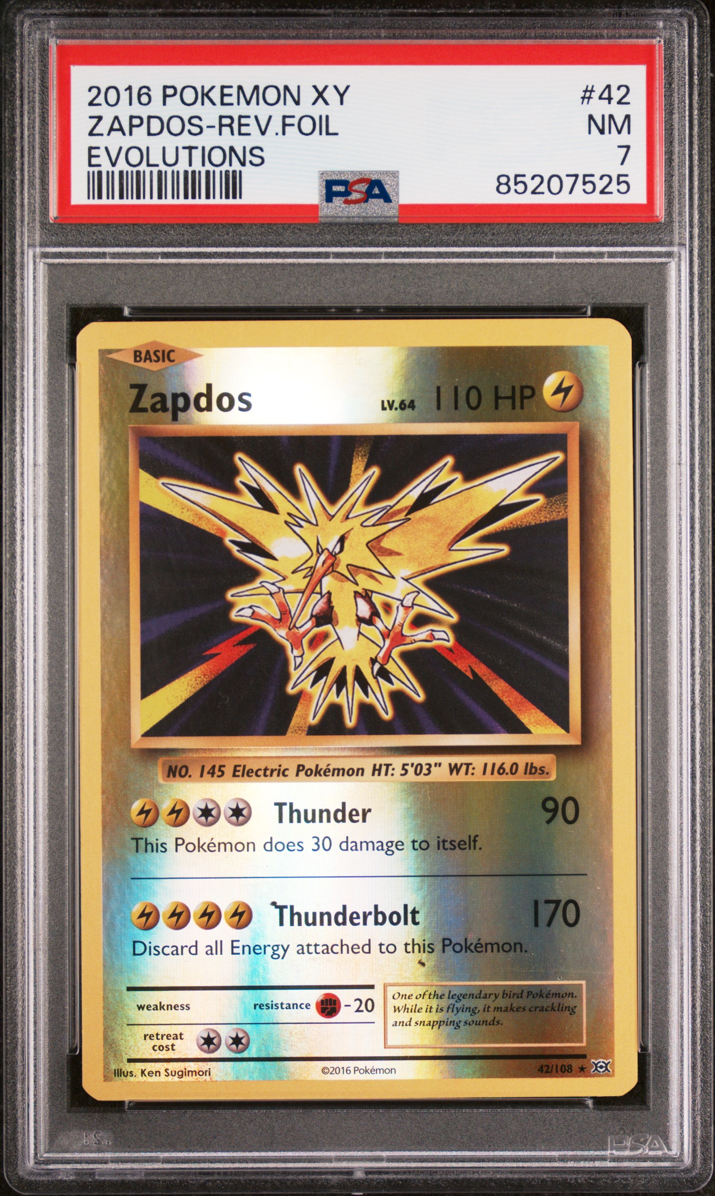 2016 POKEMON XY EVOLUTIONS #42 ZAPDOS-REV.FOIL EVOLUTIONS