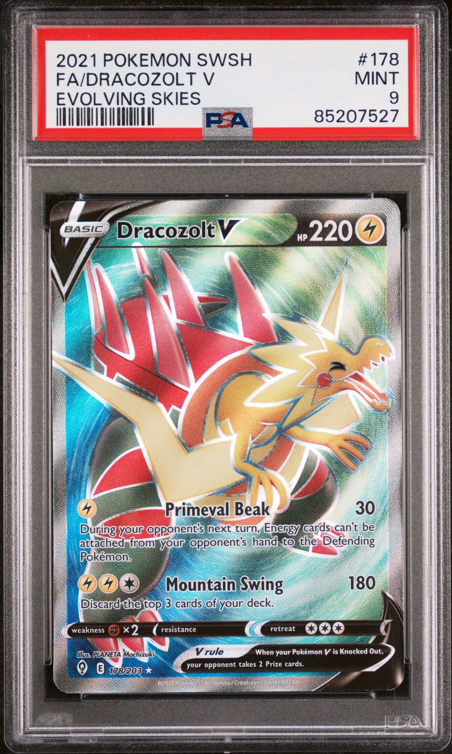 2021 POKEMON SWORD & SHIELD EVOLVING SKIES #178 FA/DRACOZOLT V EVOLVING SKIES