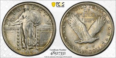 1917-D 25C Type 2 AU55