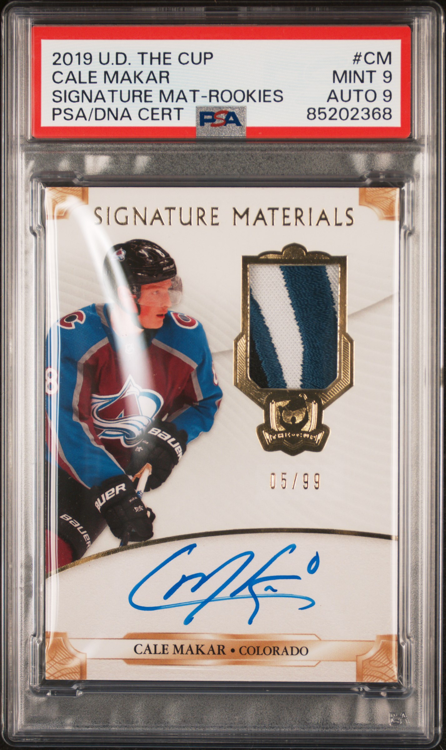 2019 UPPER DECK THE CUP SIGNATURE MATERIALS #CM CALE MAKAR SIGNATURE MAT-ROOKIES